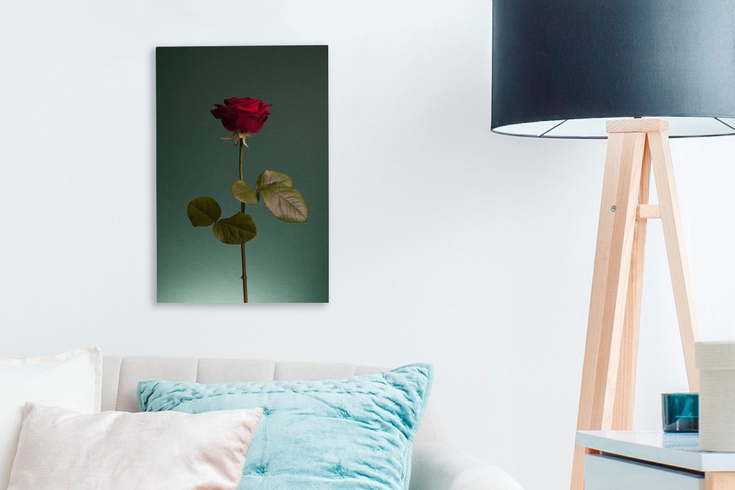 cm Rot, bespannt Rosen Gemälde, - Rose St), fertig Zackenaufhänger, 20x30 Leinwandbild Leinwandbild (1 OneMillionCanvasses® inkl. -