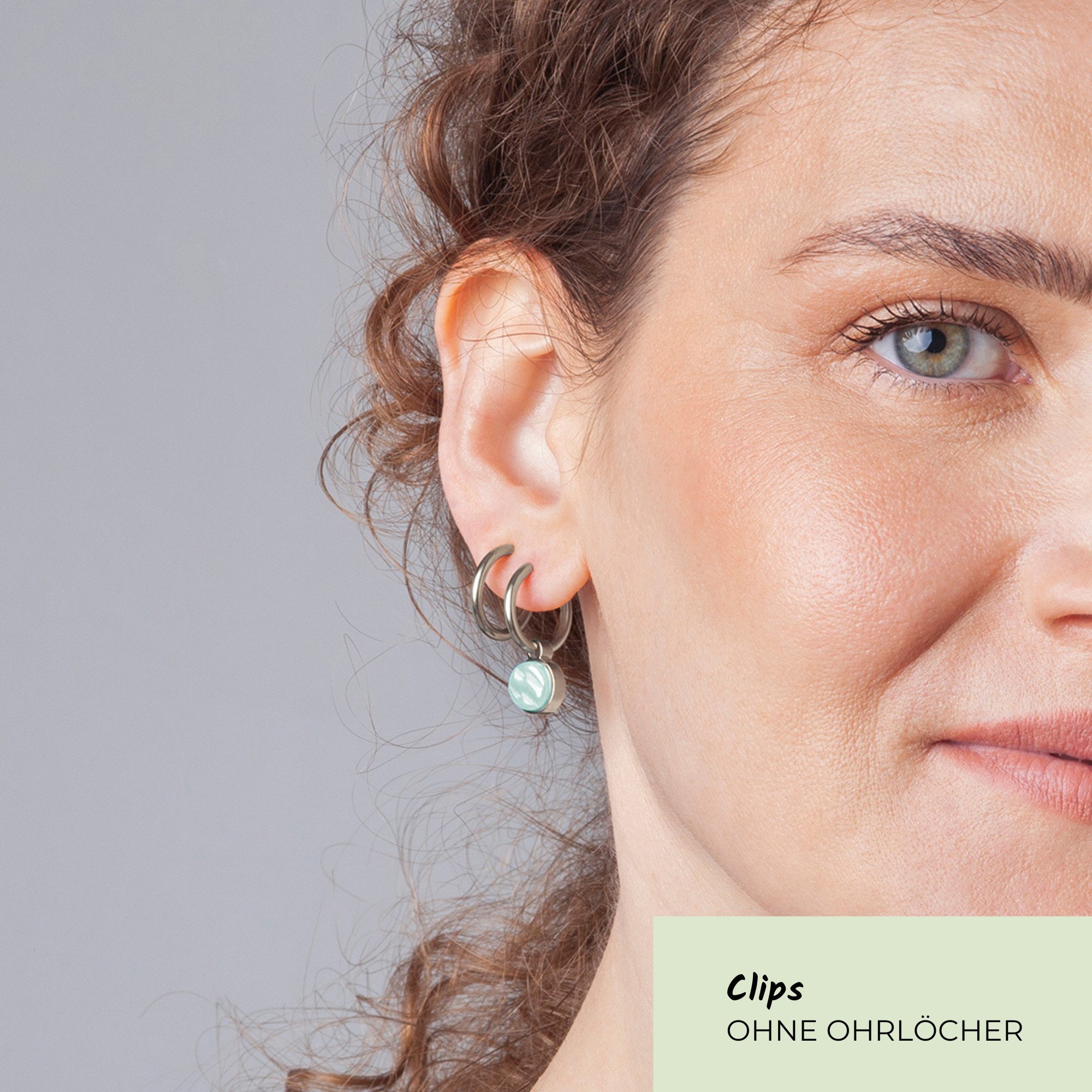 ALEXASCHA Paar Ohrclips Clip Creolen mit Einhänger • Mix & Match Ohrringe ohne Ohrloch • 18mm