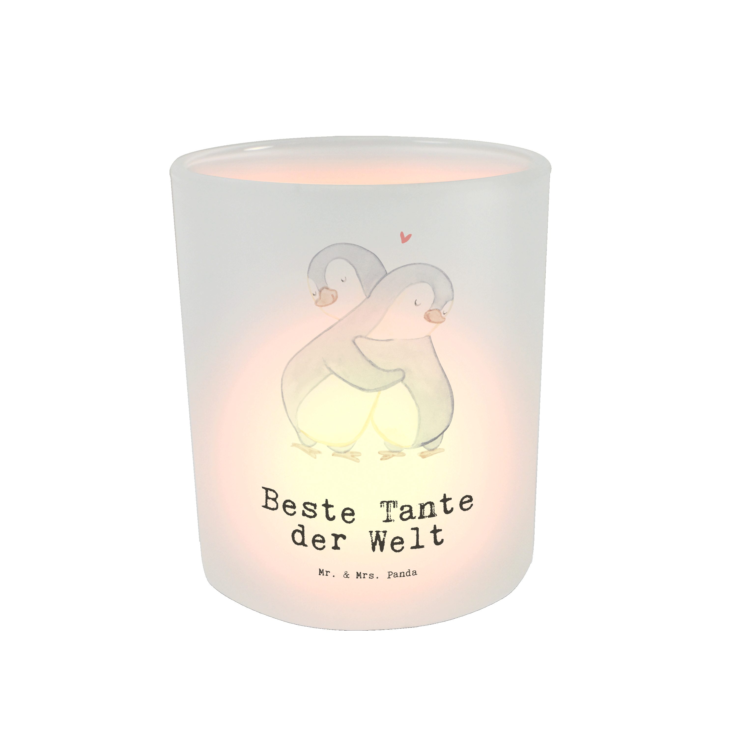 Mrs. St) Panda Tante Geschenk, (1 Welt - - Windlicht Pinguin Transparent Teelichthalter der Mr. Beste &