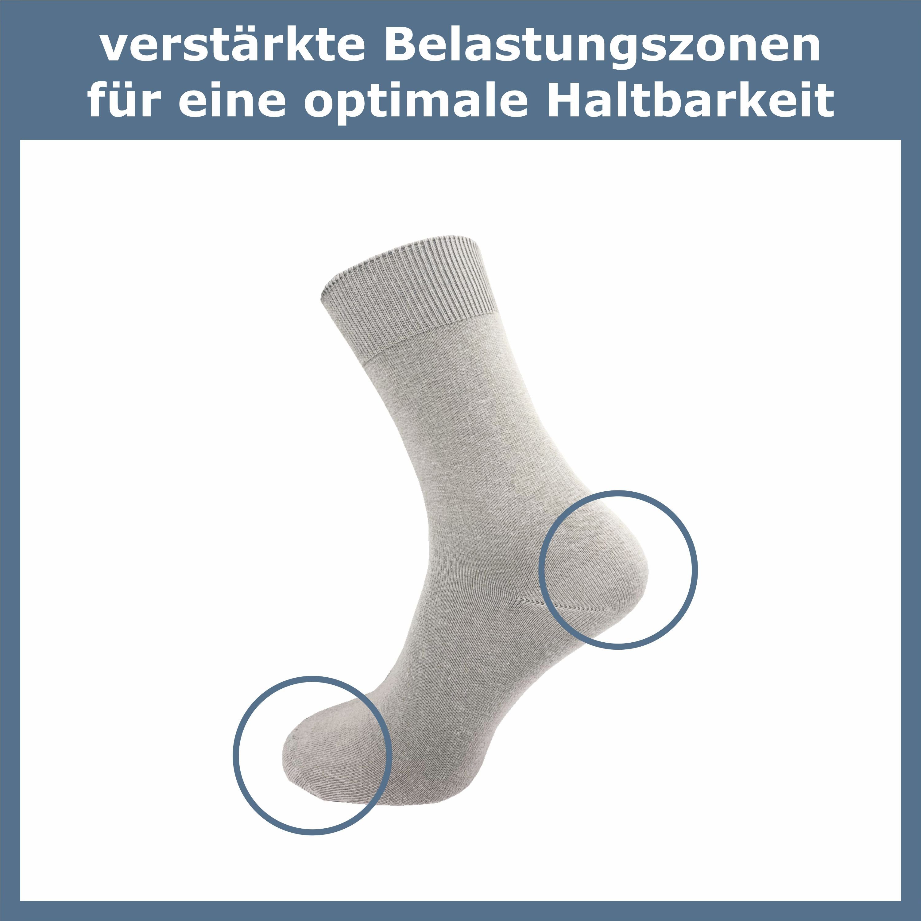 GAWILO Socken aus 100% und (10 Komfortbund und Damen Business für Paar) Freizeit Grautöne Baumwolle, Herren mit venenfreundlichem