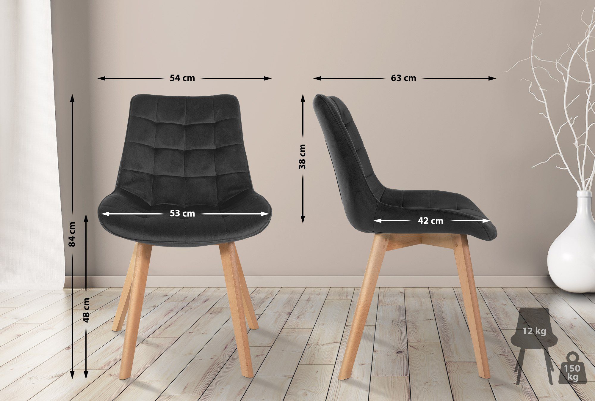 CLP Esszimmerstuhl Brook (2er Set), Vierfußgestell günstig online kaufen