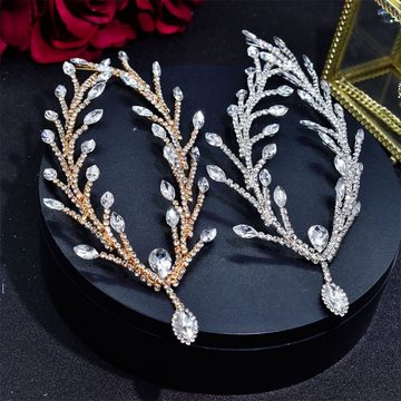 GLAMO Diadem Braut-Kopfschmuck, Strass-Kopfketten, Accessoires für das Brautkleid