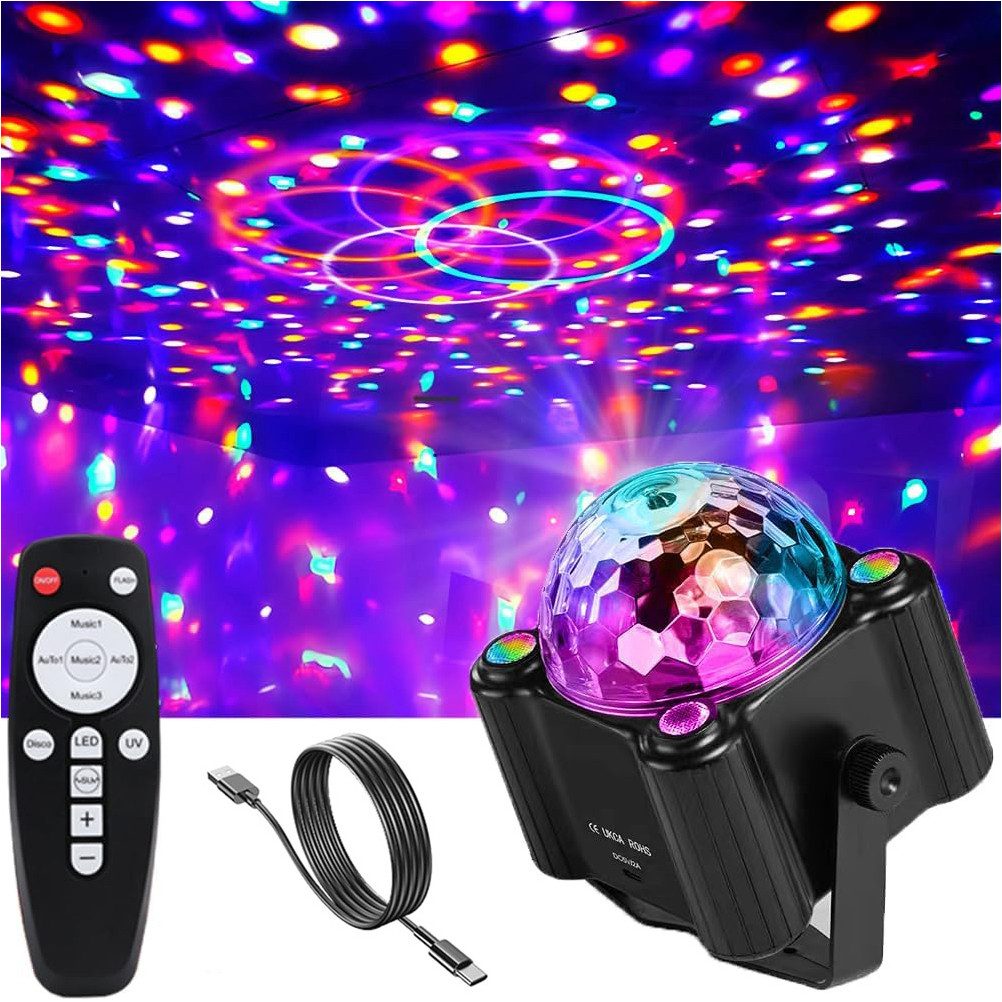 Sunicol LED Discolicht Musik Activated Discolicht LED Party Lampe mit Fernbedienung, USB, RGB Dynamisch Disco Lichteffekte ür Party/Kinder/Hochzeit
