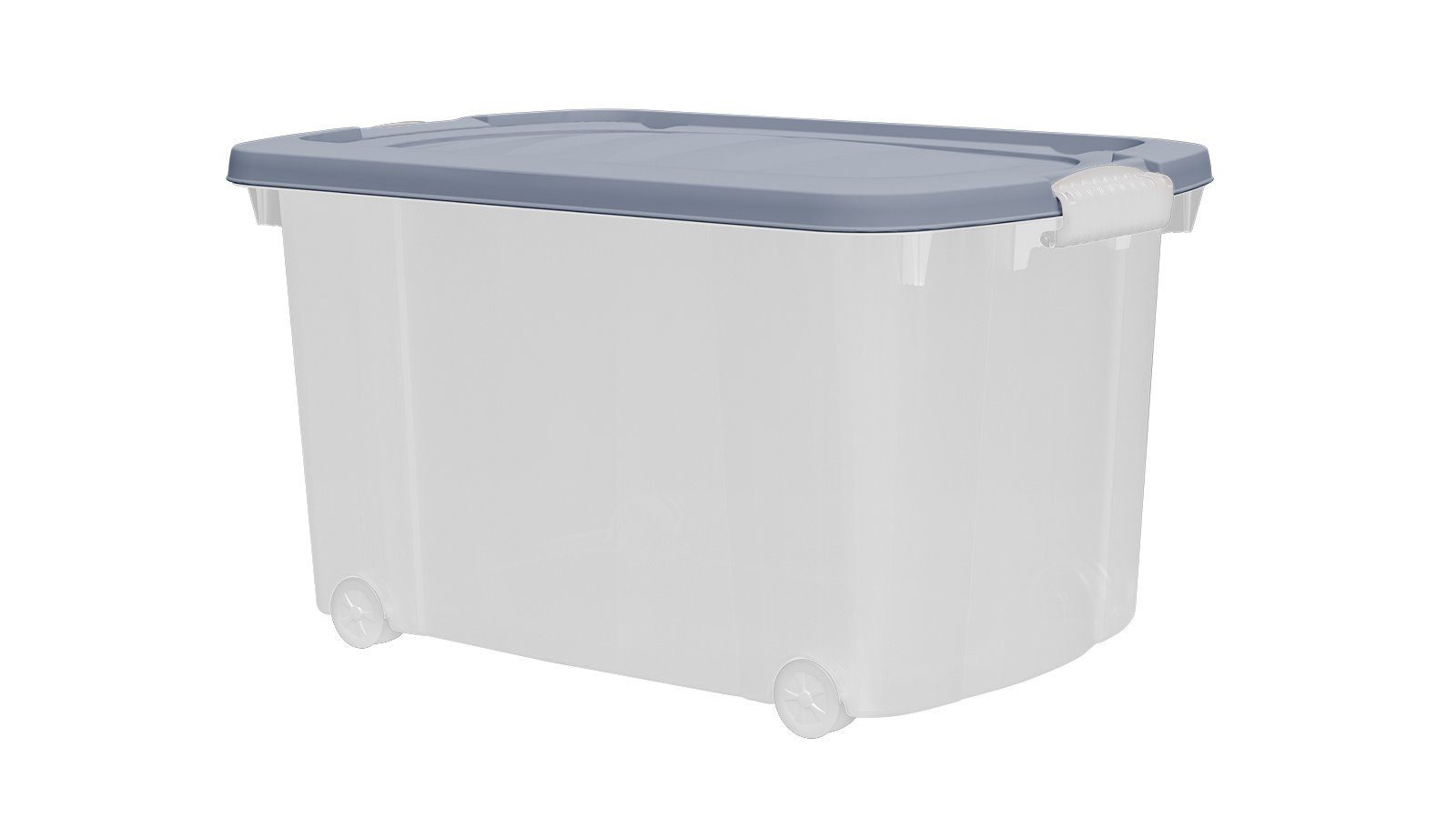 dynamic24 Aufbewahrungsbox mit Rollen und Deckel (1 St), Kunststoffbox Stapelbox Lager Regal Box Transparent