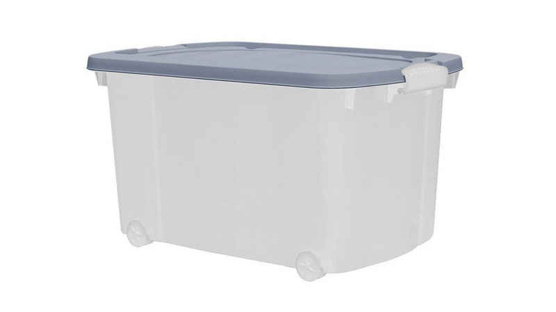 dynamic24 Aufbewahrungsbox mit Rollen und Deckel (1 St), Kunststoffbox Stapelbox Lager Regal Box Transparent