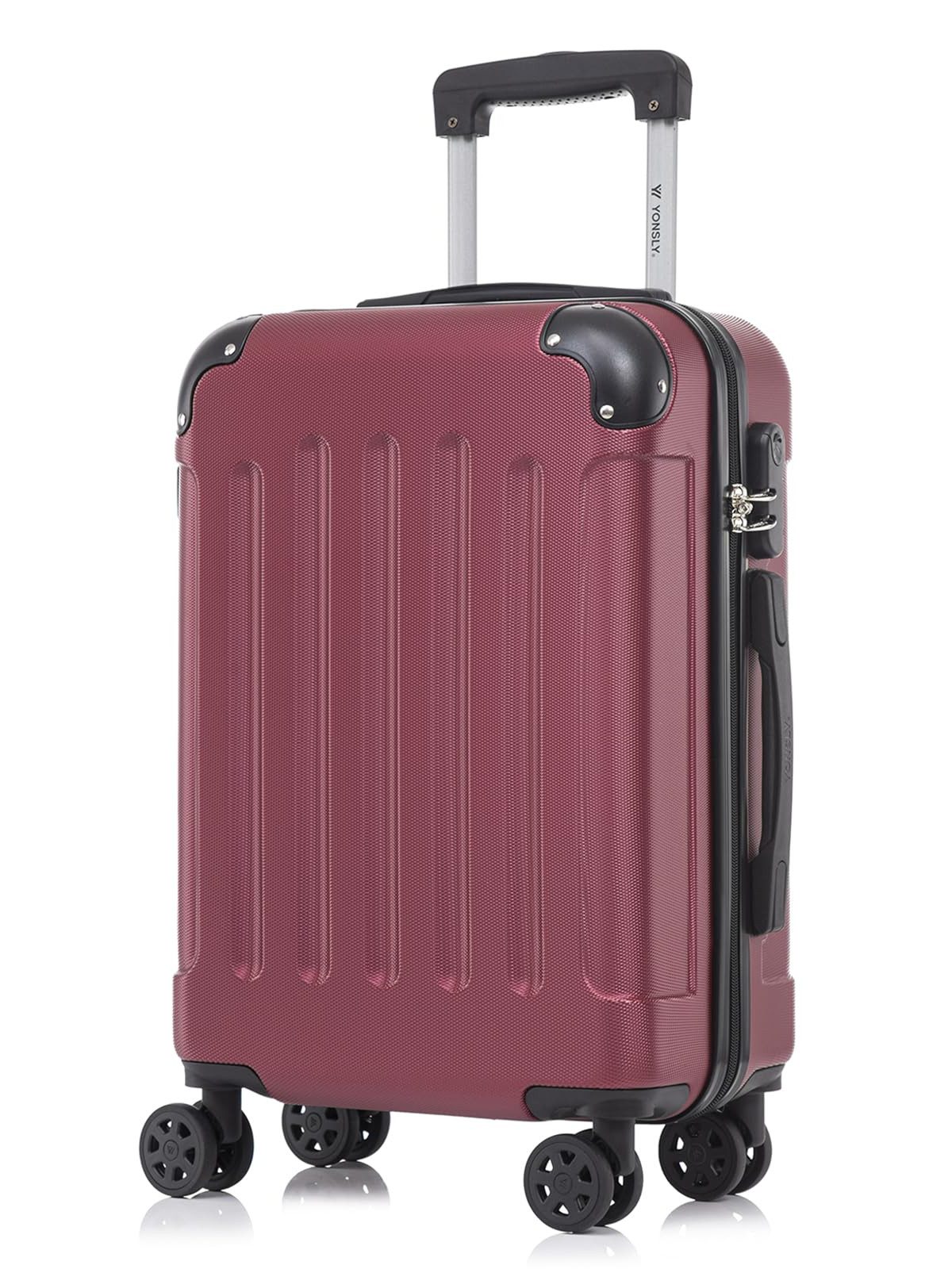 YONSLY Hartschalen-Trolley Hartschalen-Koffer Trolley 360° Rollen, robuster Reisekoffer, 4 Rollen, mit Zahlenschloss, für Business und Urlaub 46/55/66/76 cm