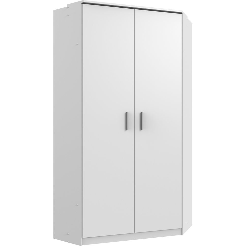 Lomadox Kleiderschrank JOHANNESBURG-43 in weiß, 2 Türen, 2 Kleiderstangen,8 Einlegeböden, 95/188/95 cm
