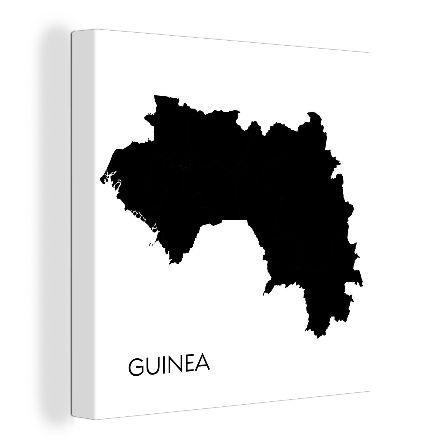 OneMillionCanvasses® Leinwandbild Illustration der schwarzen Silhouette von Guinea, (1 St), Leinwand Bilder für Wohnzimmer Schlafzimmer