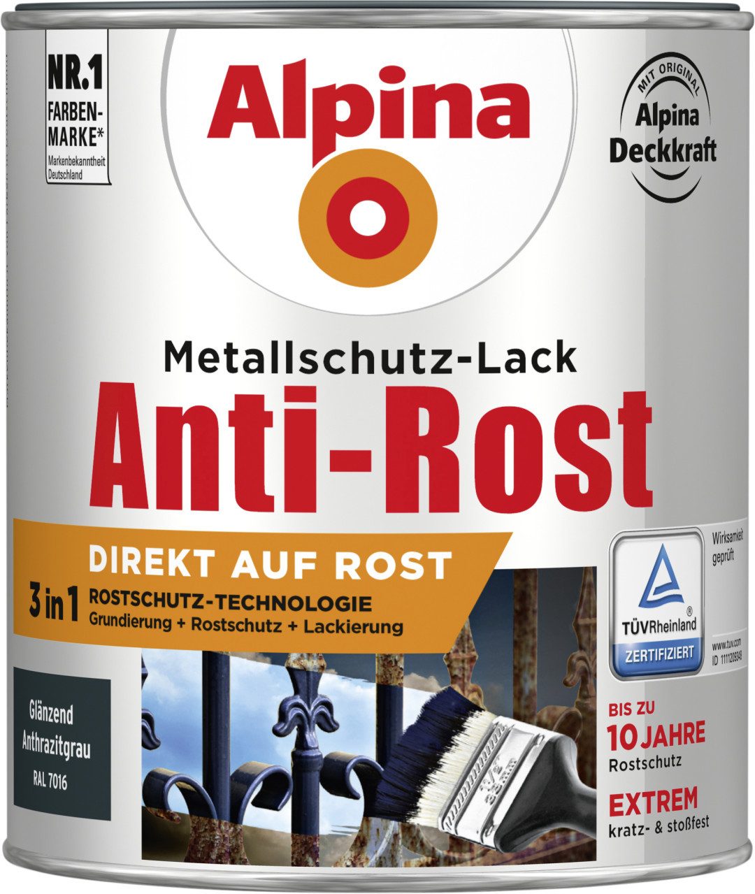 Metallschutzlack Alpina Metallschutz-Lack Anti-Rost 750 ml