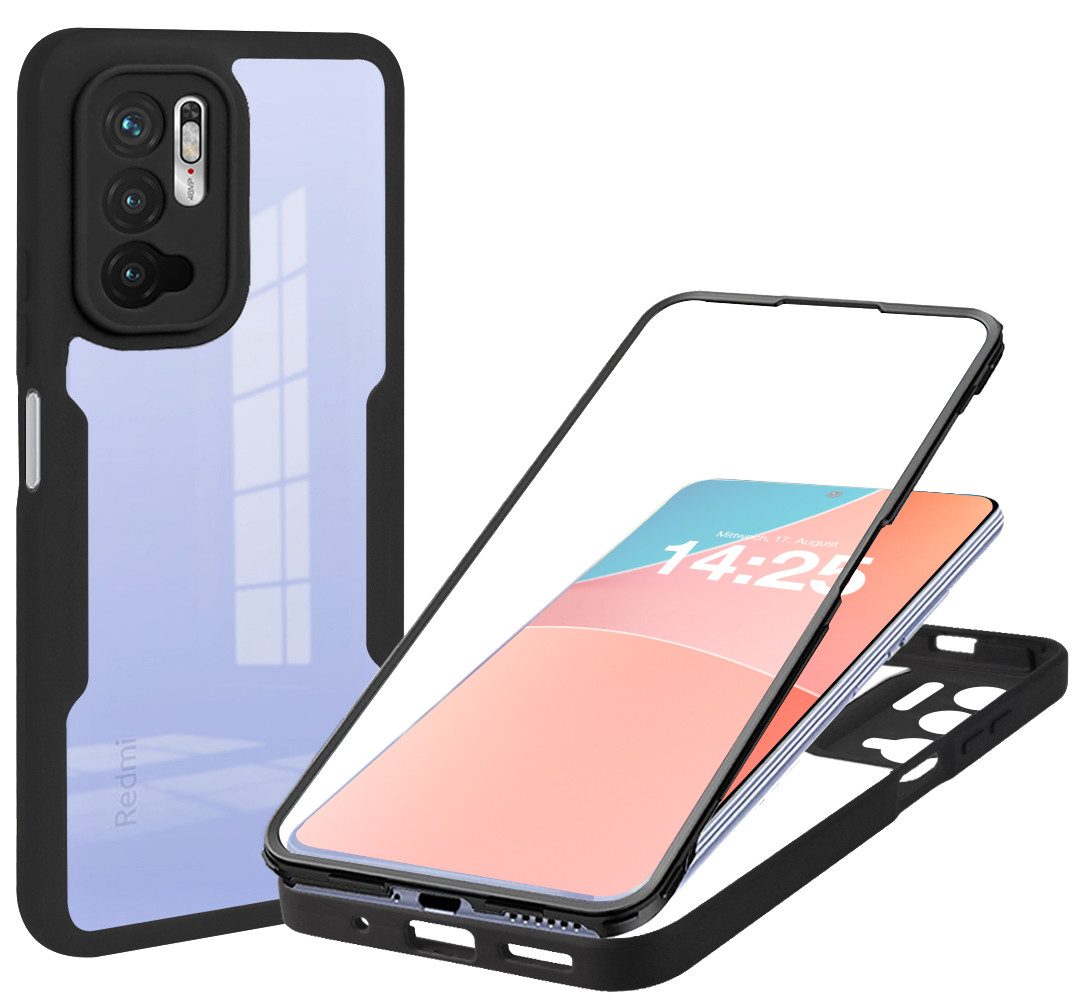 Tec-Expert Handyhülle 360 Grad Hülle für Xiaomi Redmi Note 10 5G 6.5 Zoll, 6.5, Rundum Schutz Cover Case Hülle robust