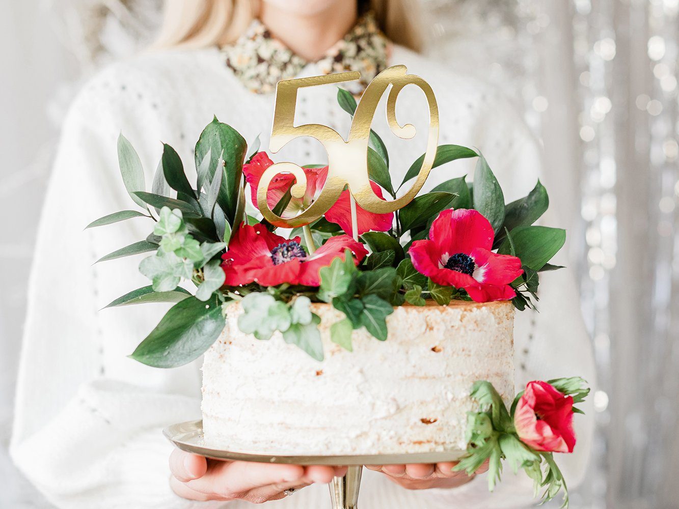 partydeco Tortenstecker, Cake Topper "50" gold 20,5cm
