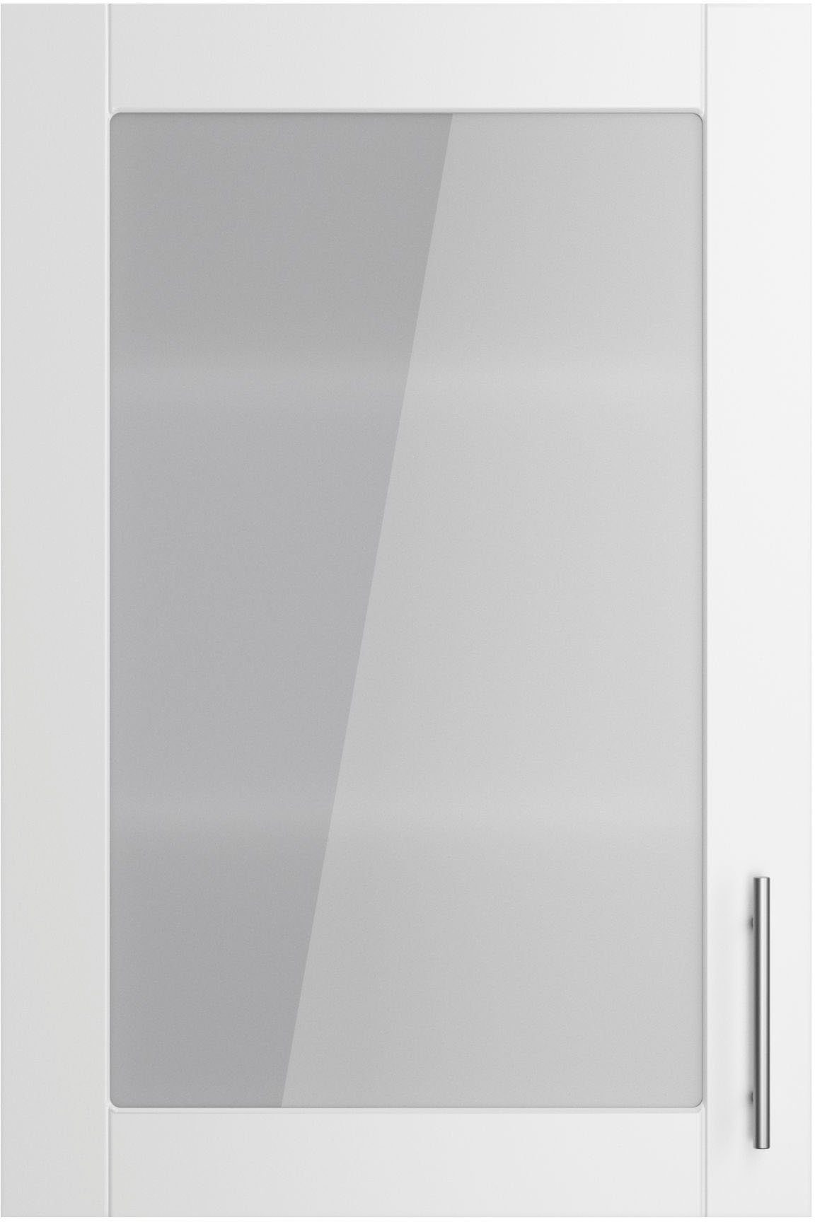 OPTIFIT Glashängeschrank Ahus Breite 60 cm weiß matt/wildeiche Nachbildung | wildeiche Nachbildung | Hängeschränke