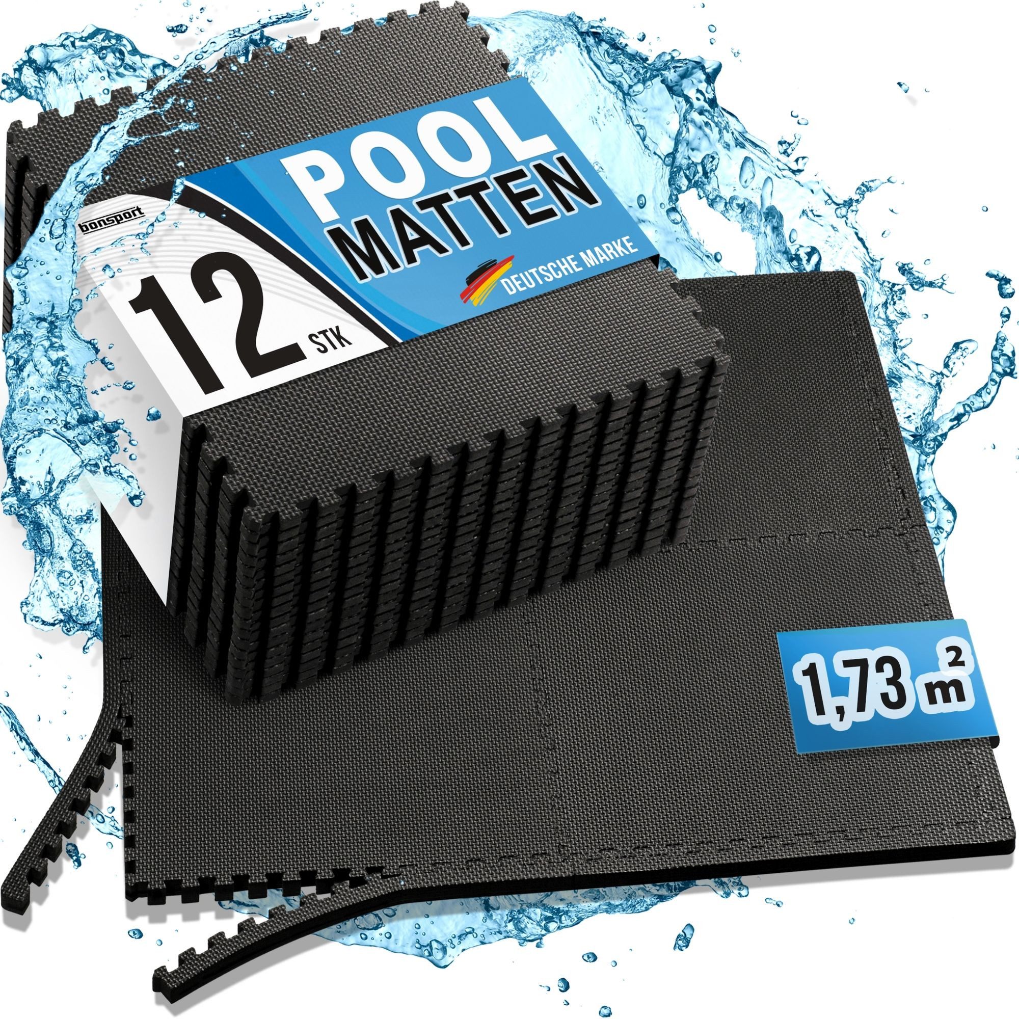 bonsport Pool-Bodenschutzfliese bonsport Pool Matten Set, schwarz, 12-St.
