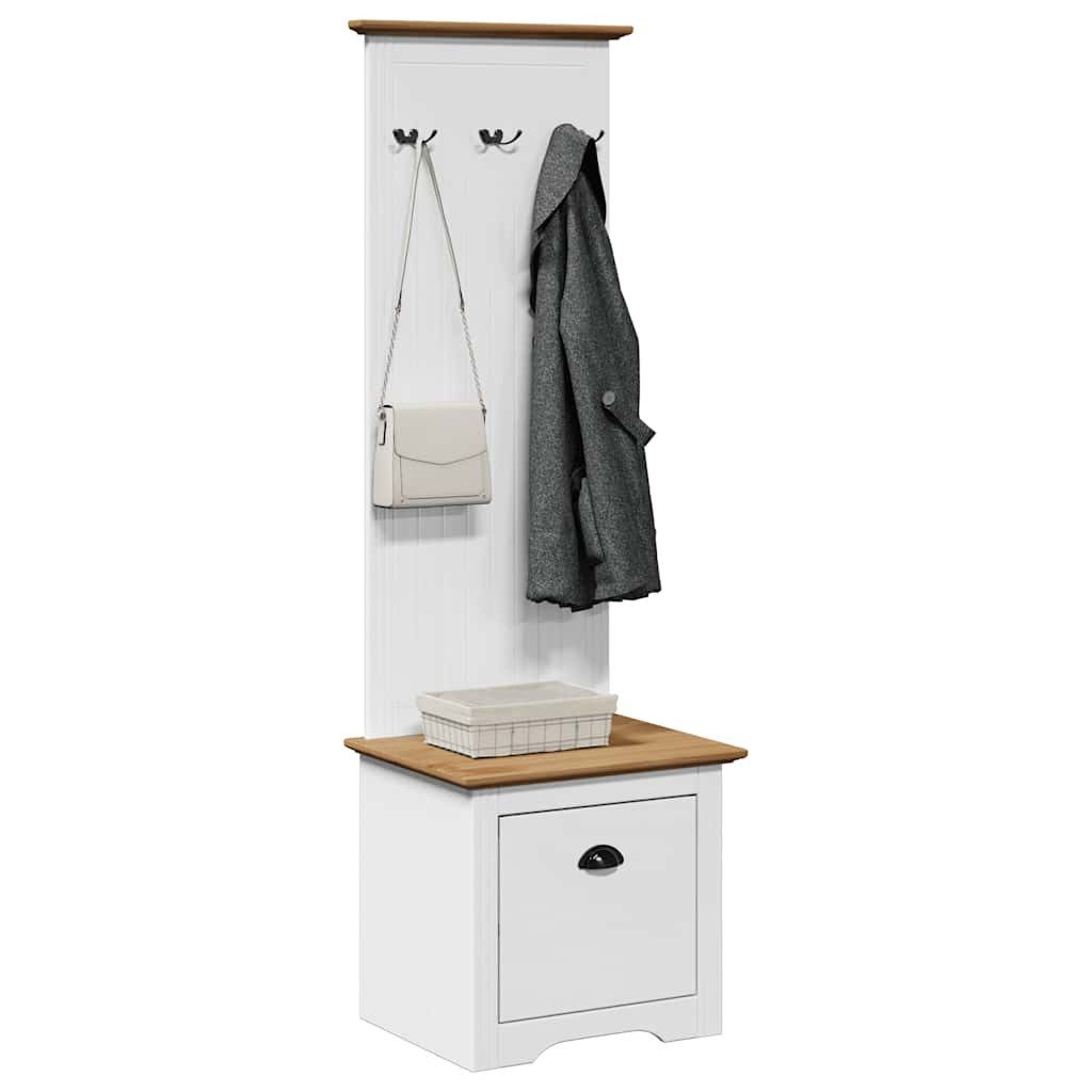 vidaXL Sitzbank Flurschrank mit Haken BODO Weiß und Braun 50x40x157 cm