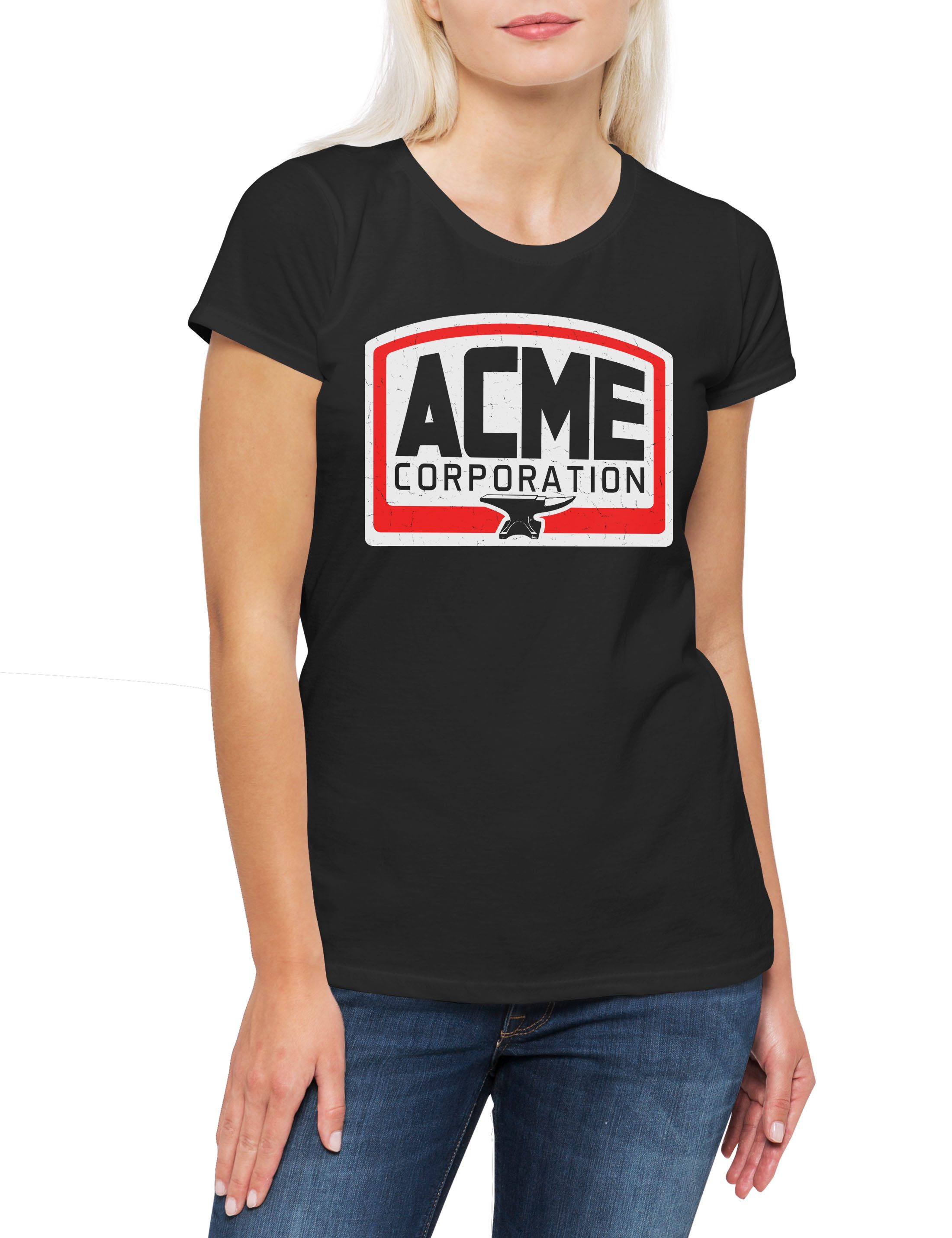 Print-Shirt ACME Corporation Damen T-Shirt Logo Tunes Cartoon Corp Company Looney