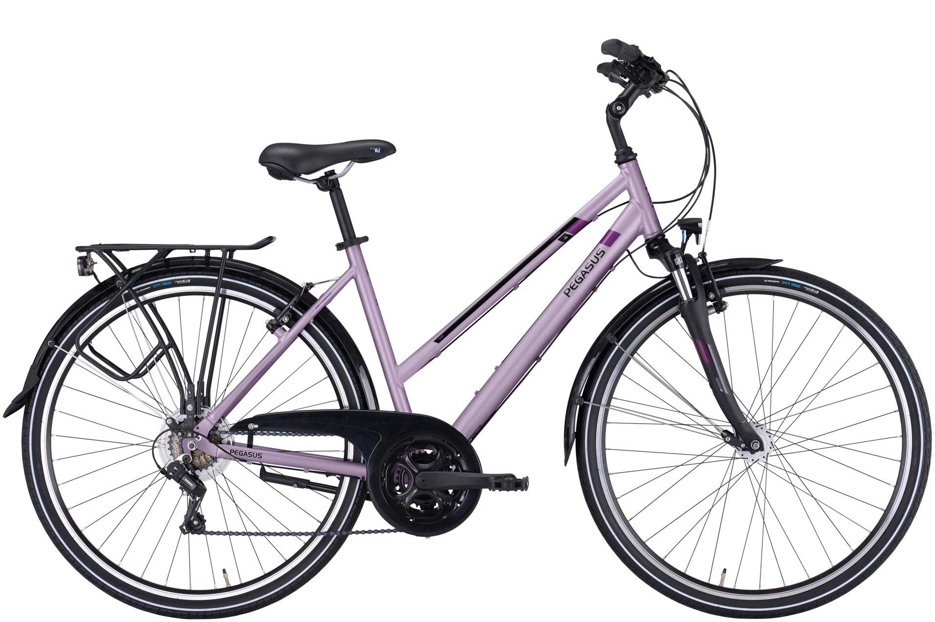 Pegasus Trekkingrad Pegasus Piazza 21 Damen Trapez lila 2026, 21 Gang Shimano Tourney RD-TY200, Kettenschaltung