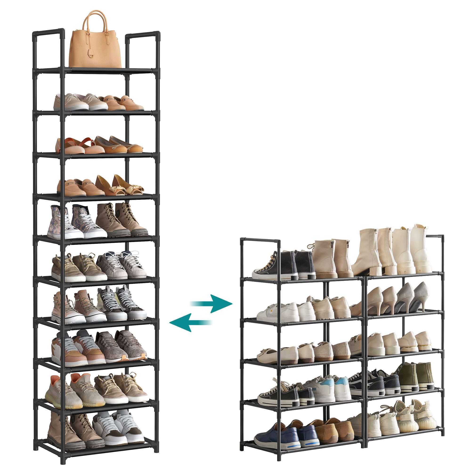 SONGMICS Schuhregal Schuhschrank, für 20 Paar Schuhe und Stiefel, mit 10 Eb günstig online kaufen