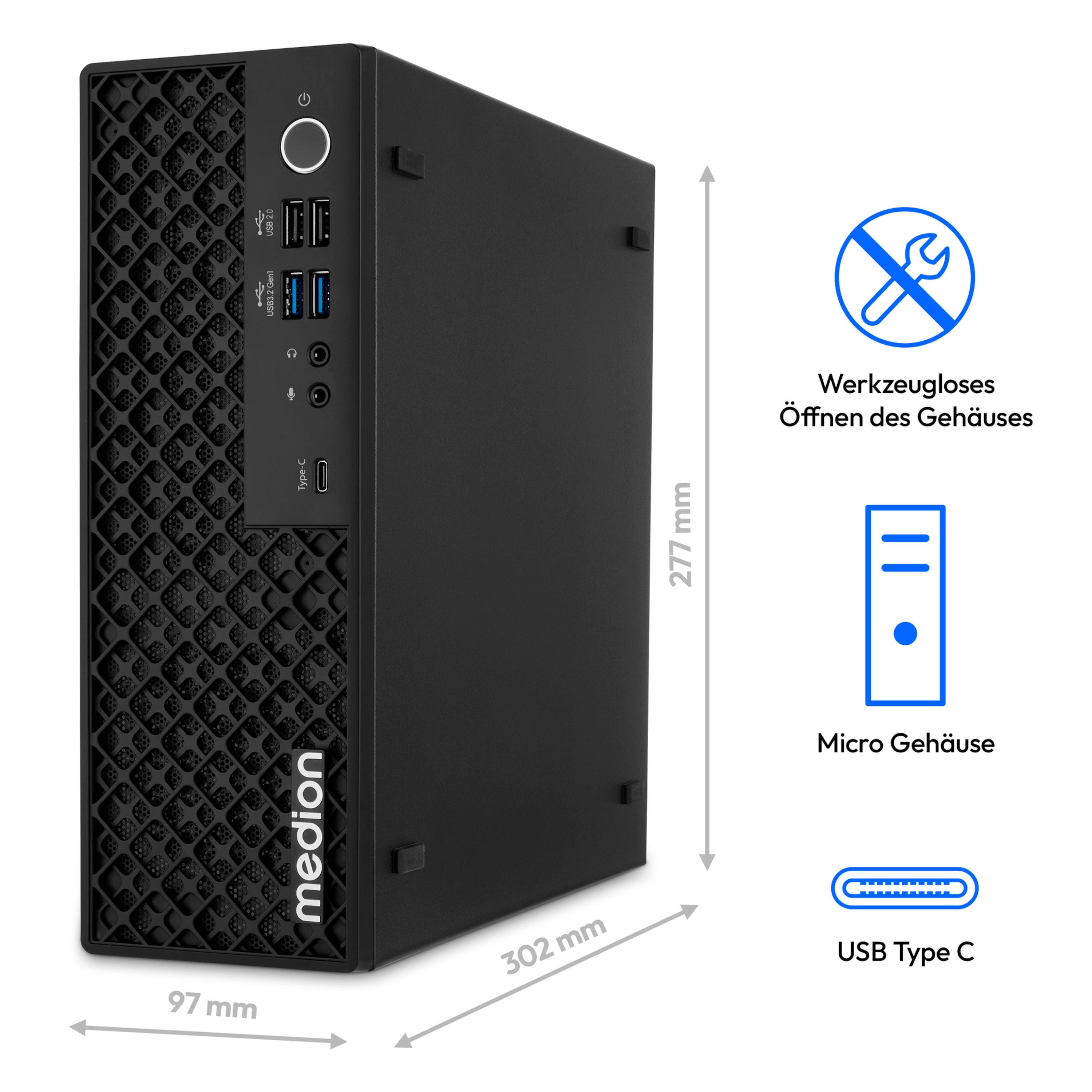 Medion® Mini PC MEDION Picoworx T80 III (MD340024) Mini-PC (Intel Core Ultra 7, Intel Arc 140V, 16 GB RAM, 1000 GB SSD, PICOWORX T80III)