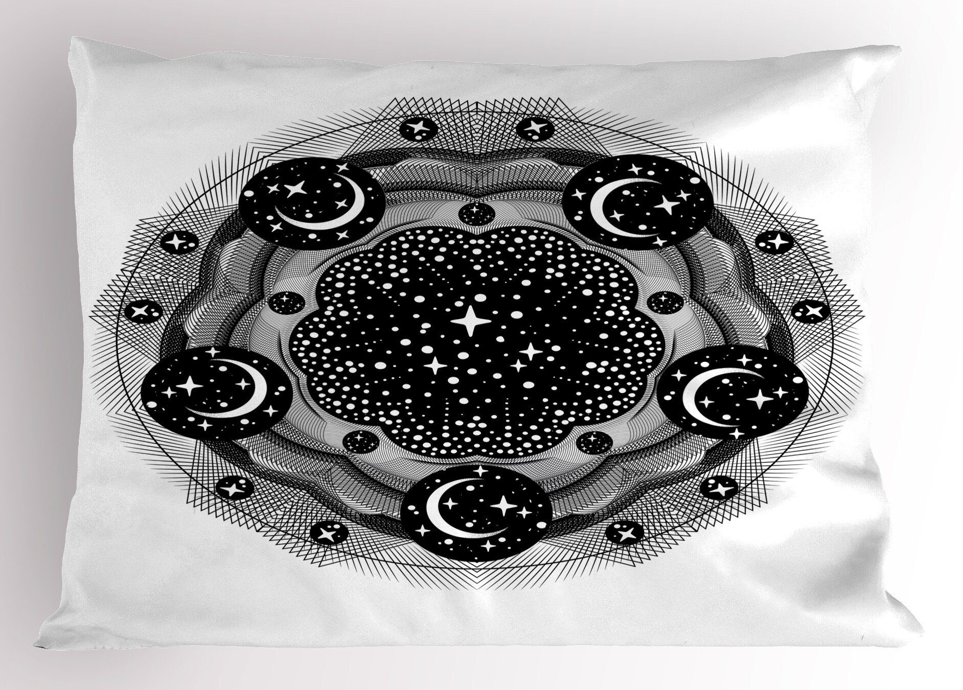 Kissenbezüge Dekorativer Standard King Size Gedruckter Kissenbezug, Abakuhaus (1 Stück), Galaxy Mandala Starry Dots Crescent