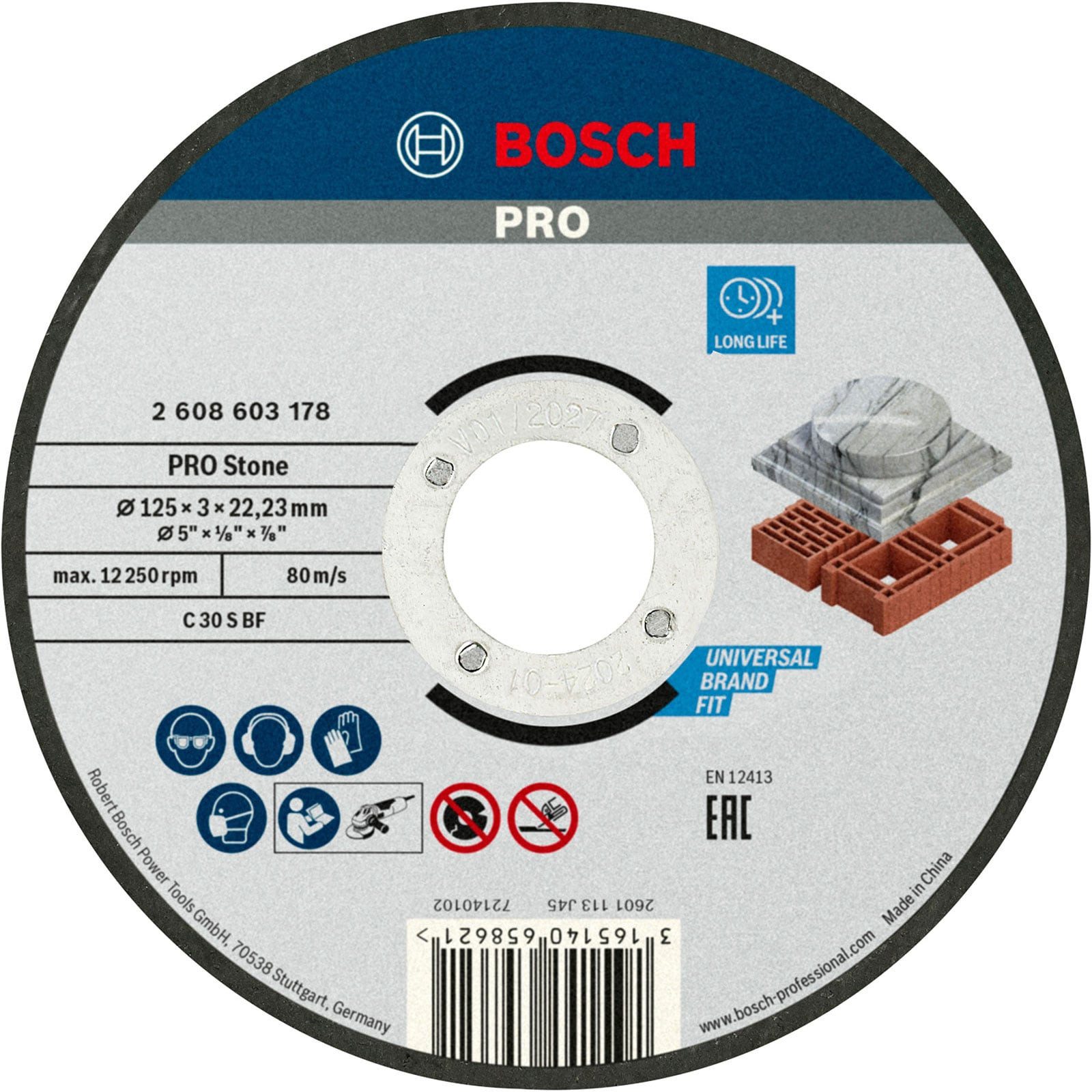 BOSCH Trennscheibe Bosch PRO Stone Trennscheibe 125 x 3 x 22,23 mm - 2608603178