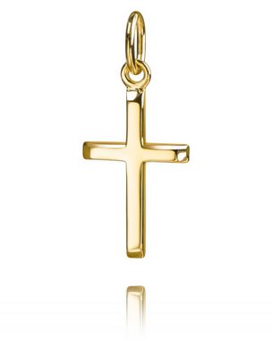 JEVELION Kreuzkette Kreuzanhänger 333 Gold - Made in Germany (Goldkreuz, für Damen und Kinder), Mit Kette vergoldet- Länge wählbar 36 - 70 cm oder ohne Kette.