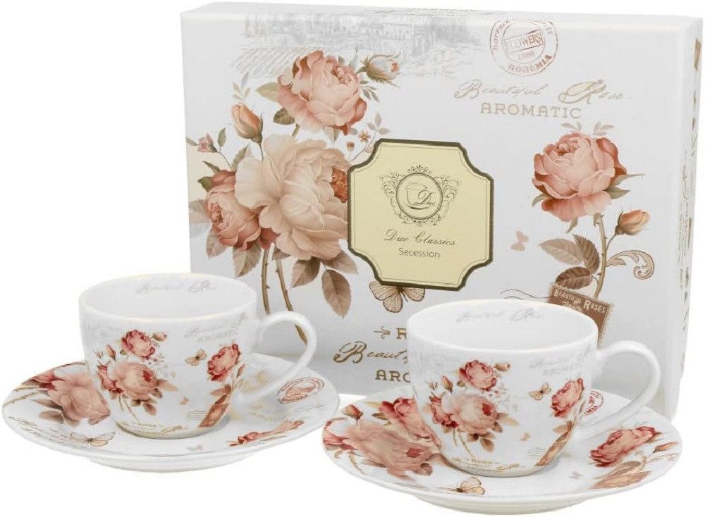Tasse Set mit Untertassen, Tieren / Vogel / Blumen - Planzen Kollektion