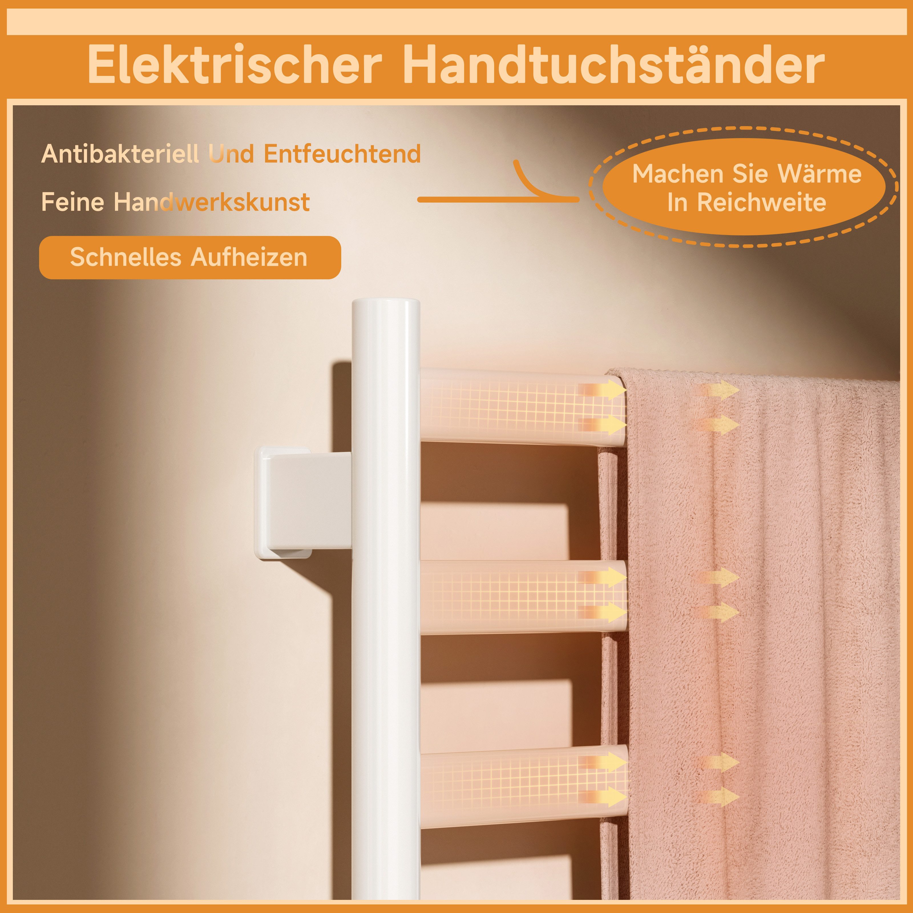 Oihpaw Elektrischer Badheizkörper Electric Towel Radiator Elektrischer Badheizkörper, die Temperatur angepasst werden (30–70 °C) handtuchwärmer,1000×500 mm