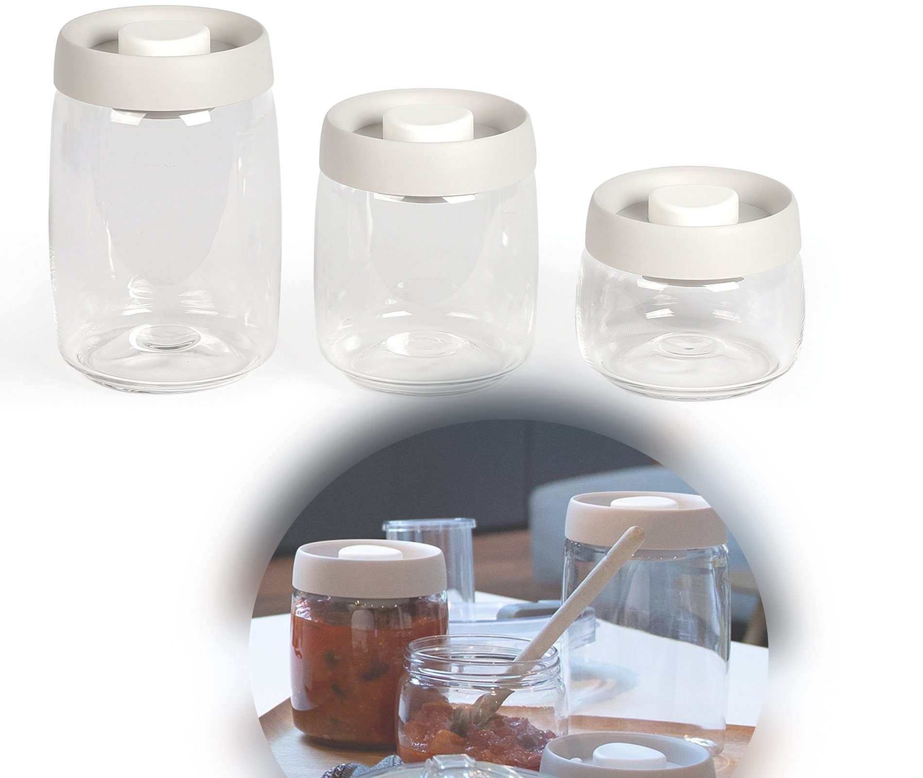 Set Frischhaltedose 3 LIVOO Glas LIVOO mit Stück Frischhaltegläser Deckel Vorratsgläser
