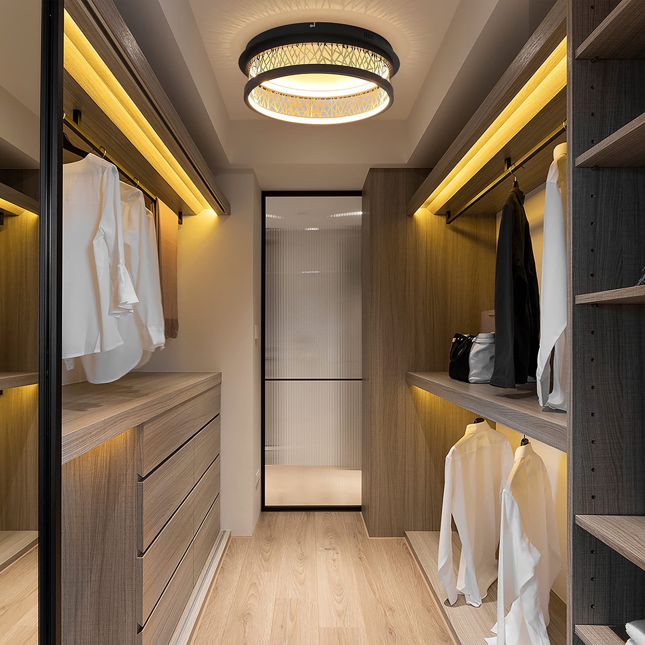 ZMH LED Deckenleuchte fest LED Wohnzimmer integriert warmweiß, Deckenlampe schwarz