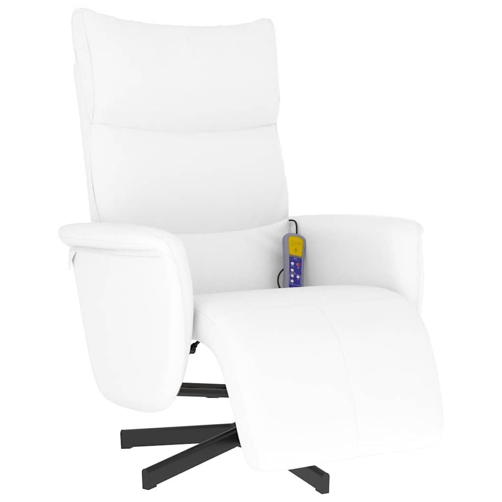 vidaXL Sessel Massagesessel mit Fußteil Weiß Kunstleder (1-St)
