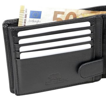 Brown Bear Geldbörse Modell 8005 Herren Portemonnaie mit Reißverschlussfach, aus Echtleder mit 9 Kartenfächern Farbe Schwarz