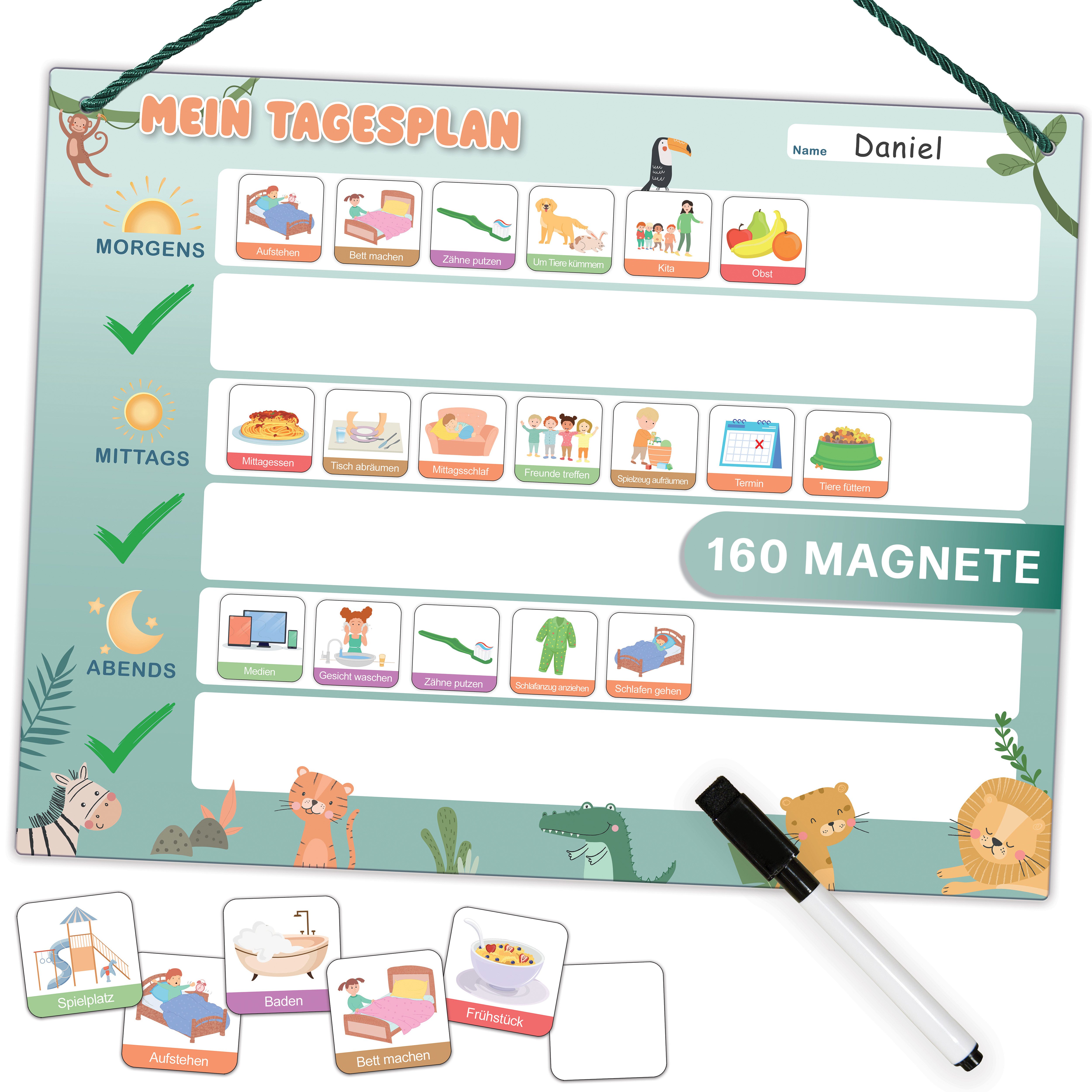 Mini Mindz Magnettafel Tagesplaner Kinder - Montessori Magnettafel mit 160 günstig online kaufen