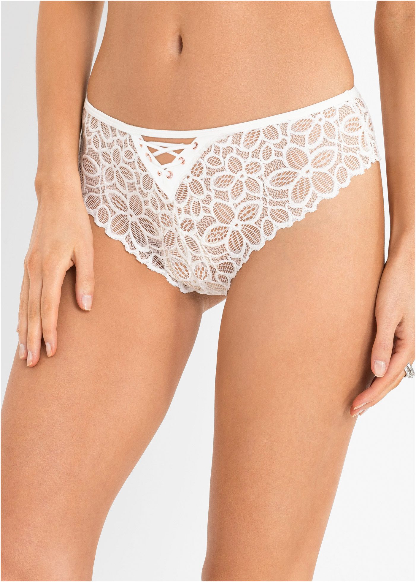 bonprix Brasilslip mit Spitze, weiches Bündchen, Schnürung im vorderen Bereich