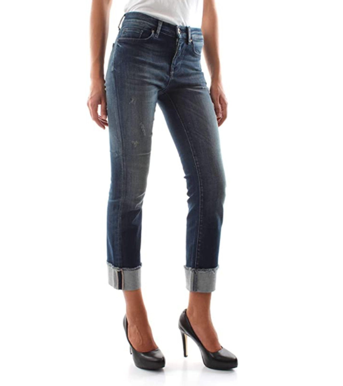 Only Bootcut-Jeans »ONLY New Sissi 7/8-Hose destroyed Damen Jeans mit  festem Umschlag am Beinsaum Freizeit-Jeans Blau« online kaufen | OTTO