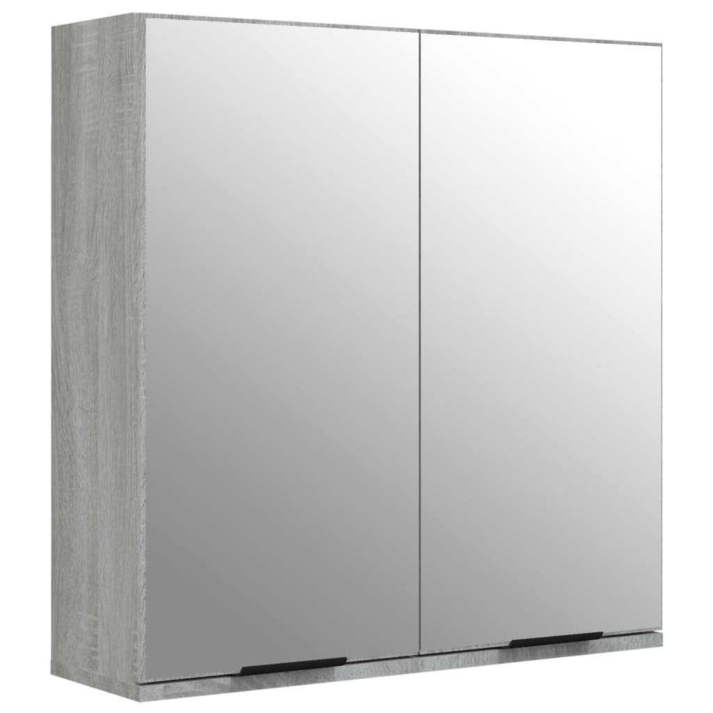 vidaXL Badezimmerspiegelschrank Bad-Spiegelschrank Grau Sonoma 64x20x67 cm