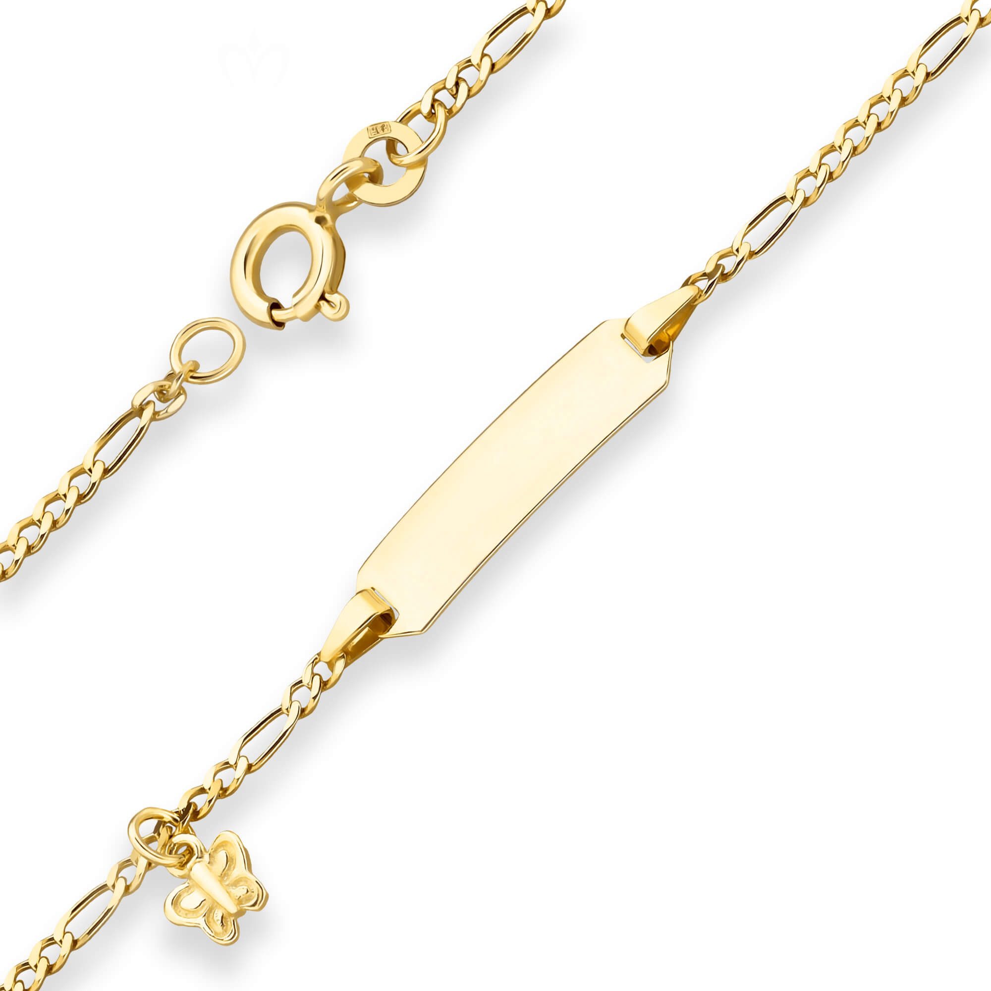 Schmuck Krone Goldarmband 1,9mm Id-Armband Figarokette diamantiert aus 333 Gelbgold 14cm, Gold 333