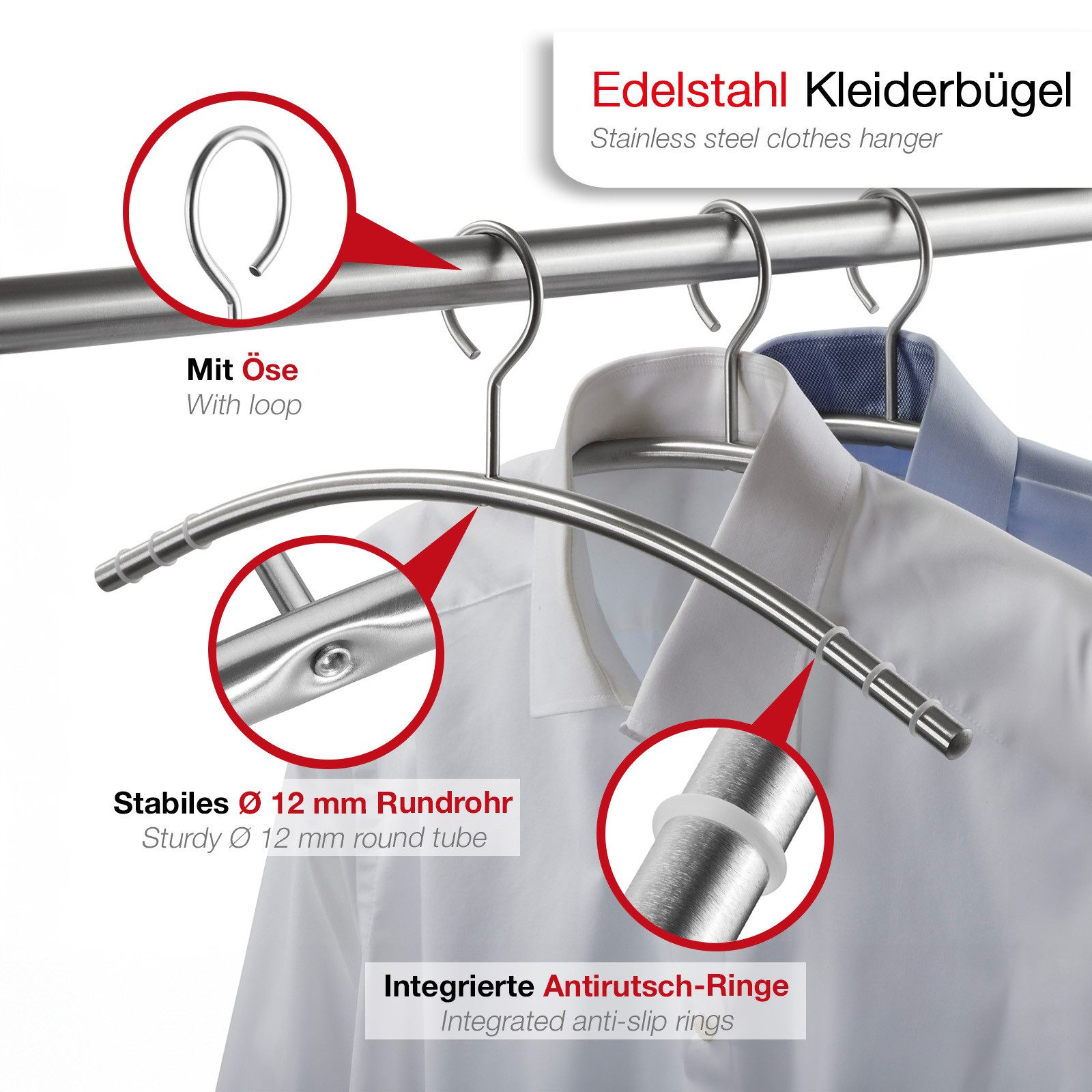 SO-TECH® Kleiderbügel Garderobenbügel Edelstahl SS201 gebürstet günstig online kaufen