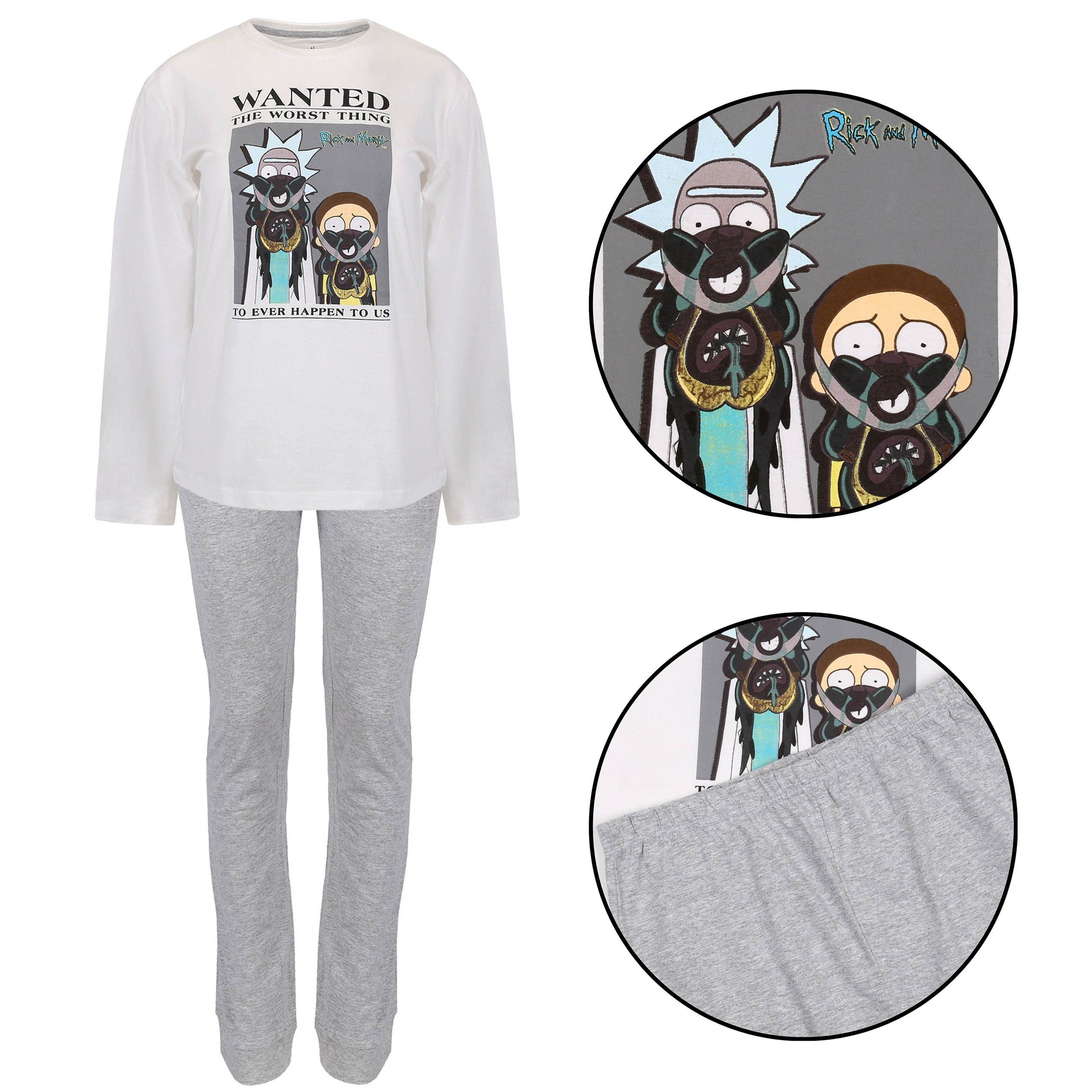 Rick and Morty Schlafanzug Rick and Morty weiß-grauer Jungen Schlafanzug mit langer Hose, 140