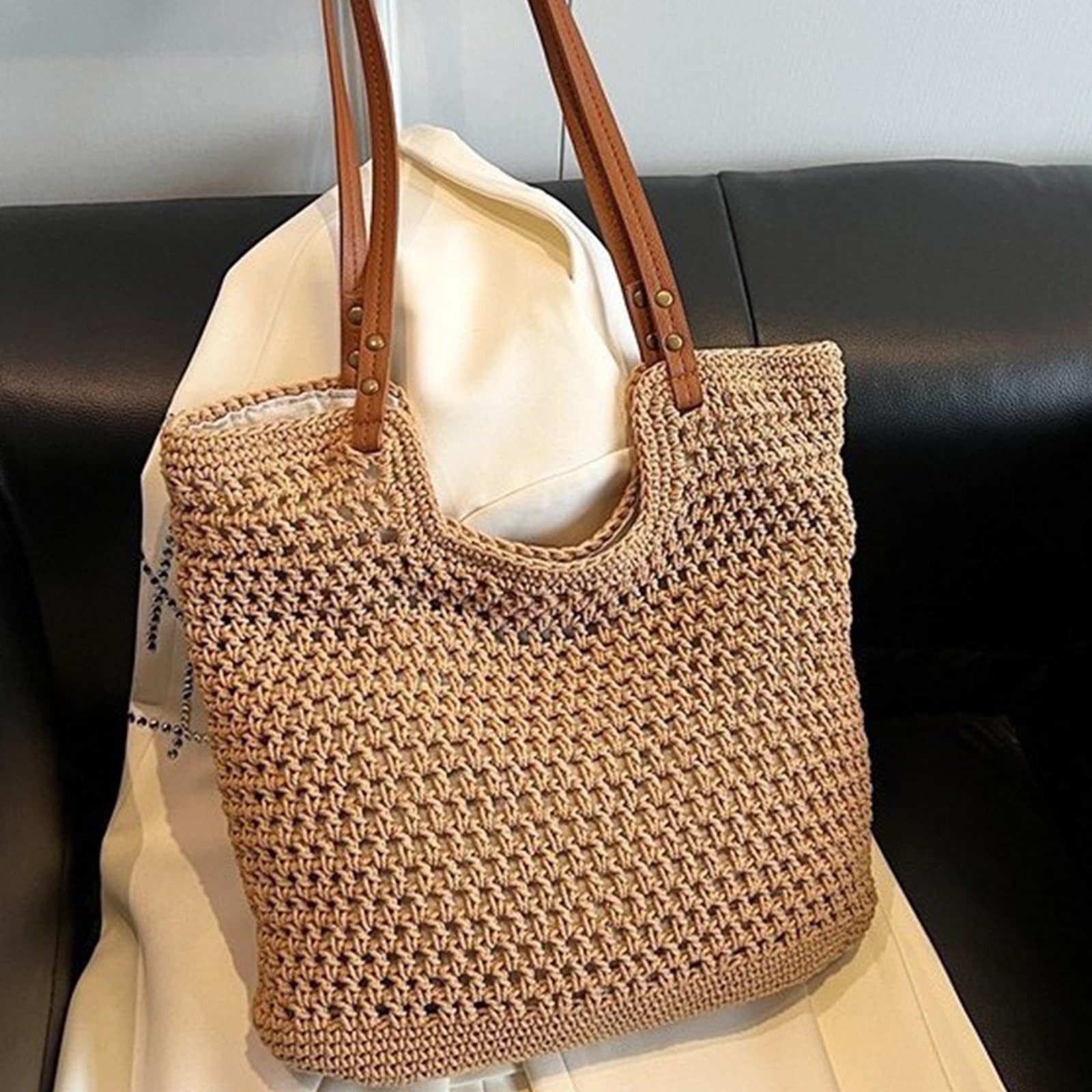 Coonoor Strandtasche Damen Große Strandtasche Familie Häkelstrandtaschen, weiche gewebte (1-tlg), Handtaschen Schultertasche für Strand Reisen Pool Fitnessstudio