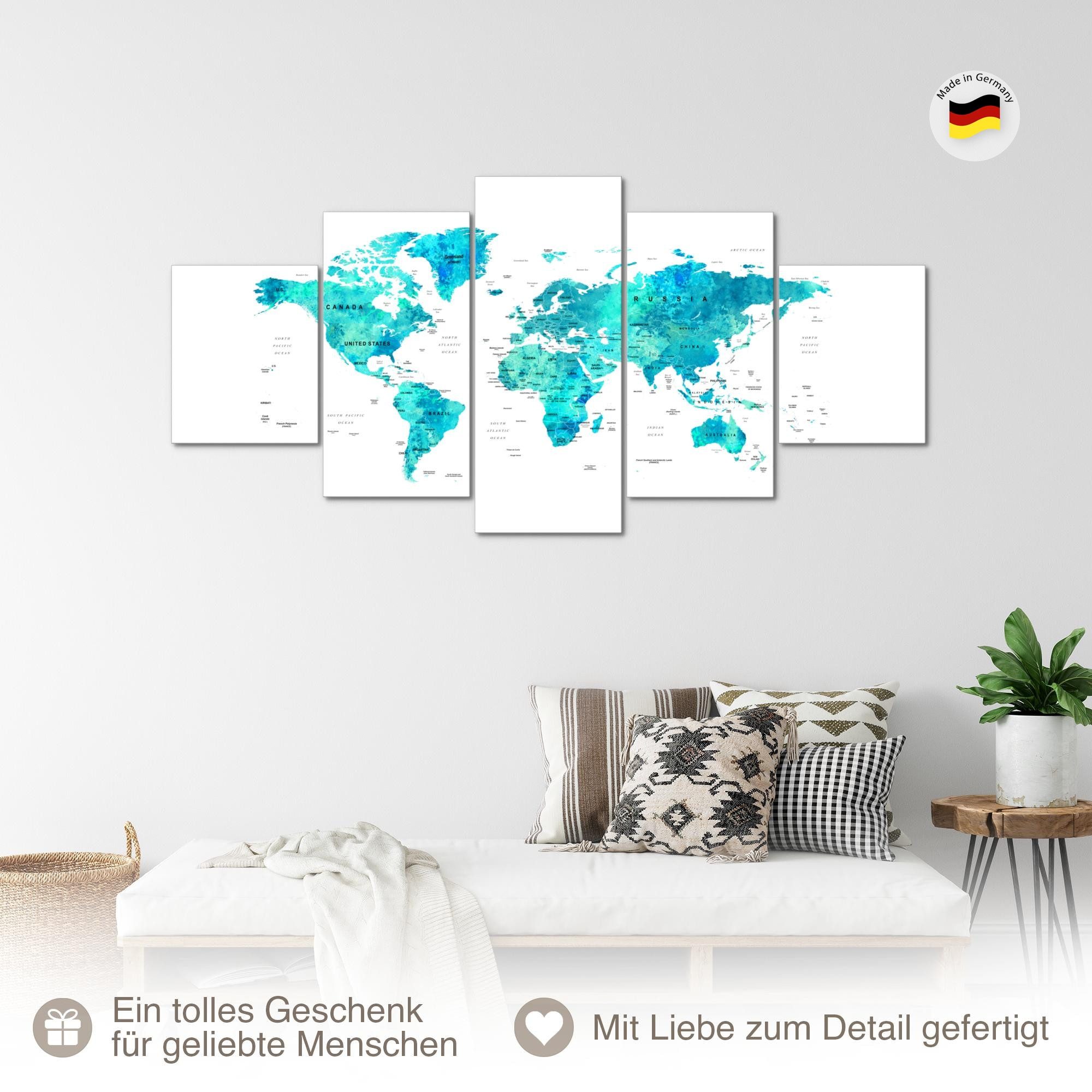 Runa Art Wandbild Bilder Abstrakt Wanddekoration Design Türkis Blau 056251a, 200L x 100B cm – Bild 4 von 5