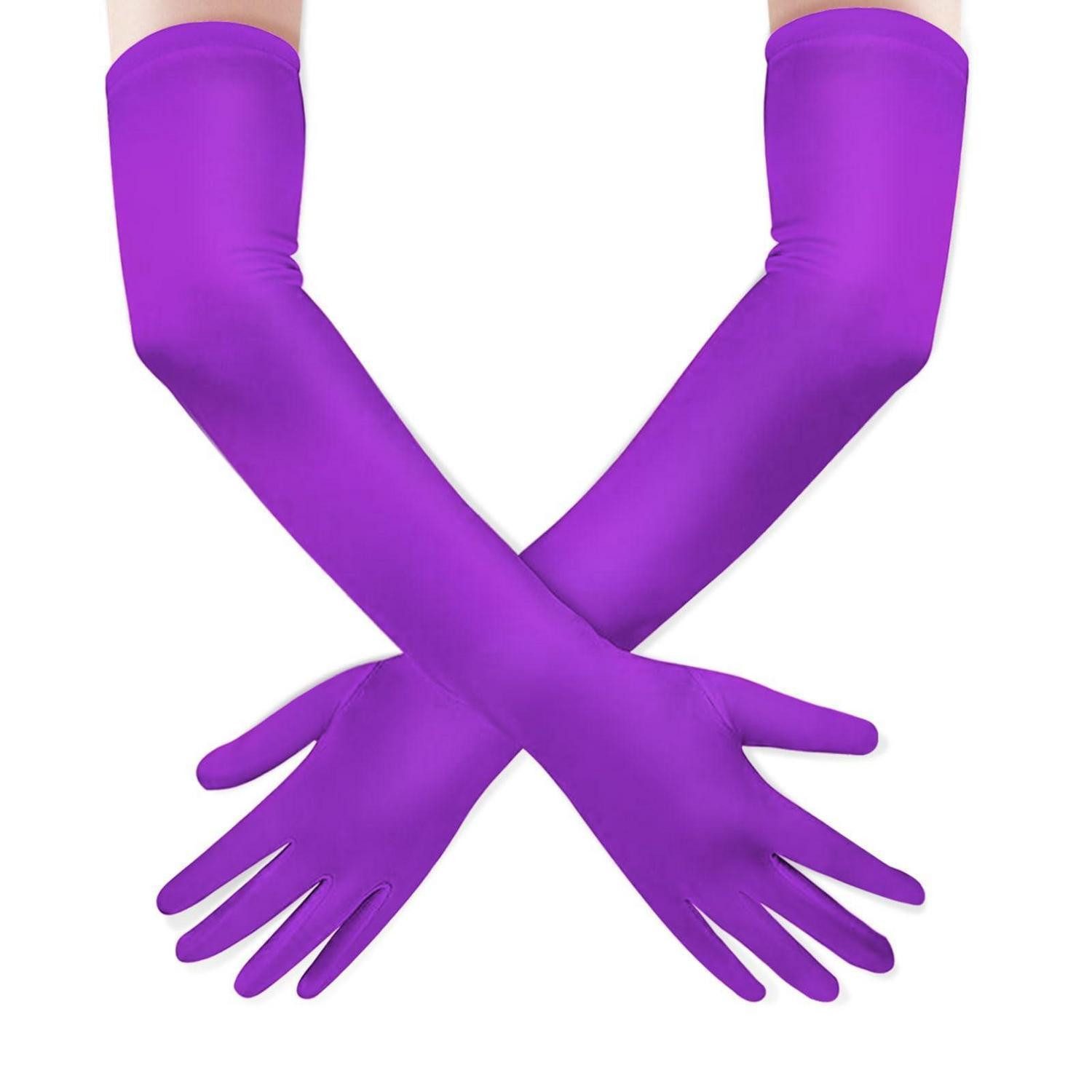 LuxusKollektion Abendhandschuhe Handschuhe Lila Satin Opera 45cm Vintage (1-St)