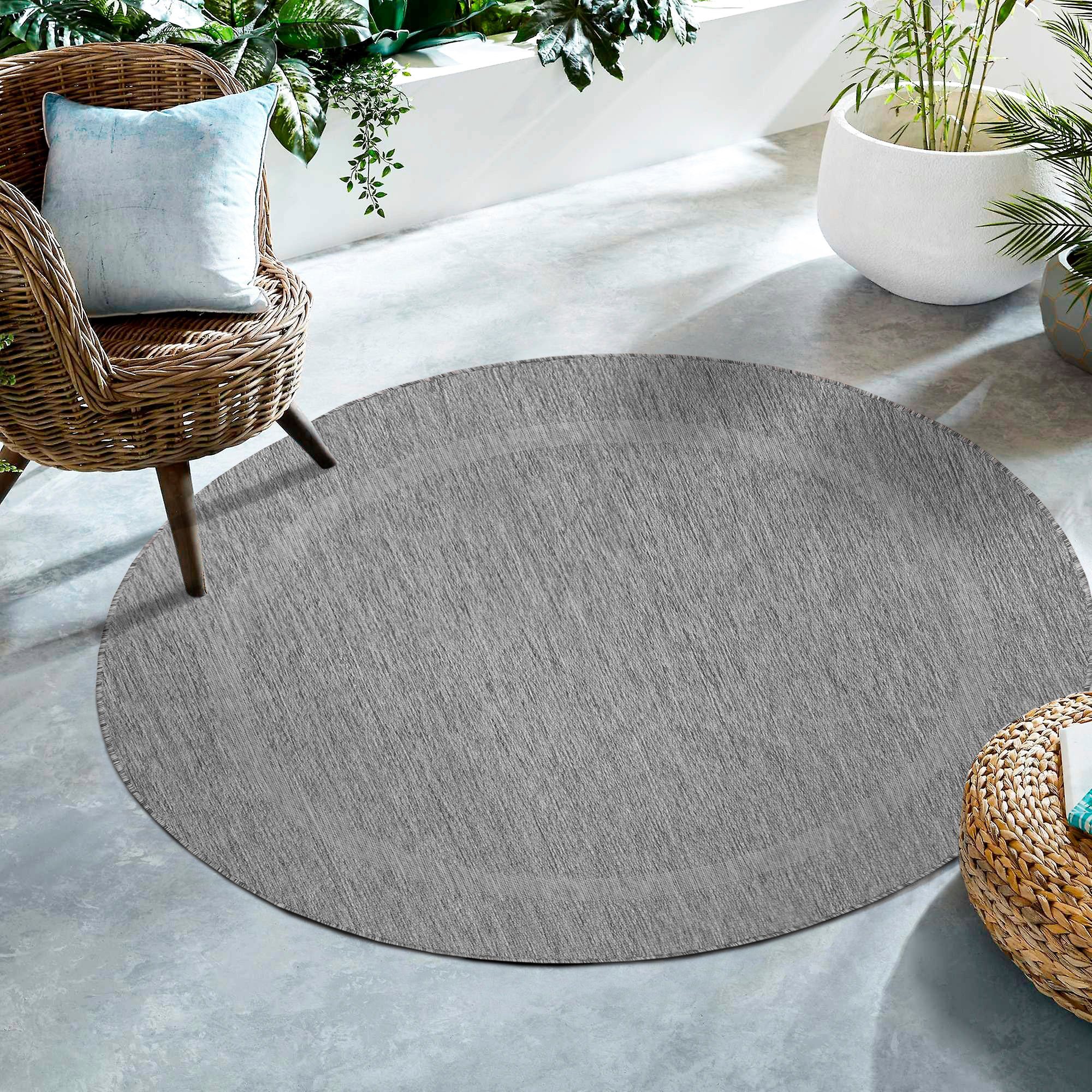 SIMPEX24 Outdoorteppich Unicolor - Einfarbig, Rund, Höhe: 5 mm, Rund Outdoo günstig online kaufen