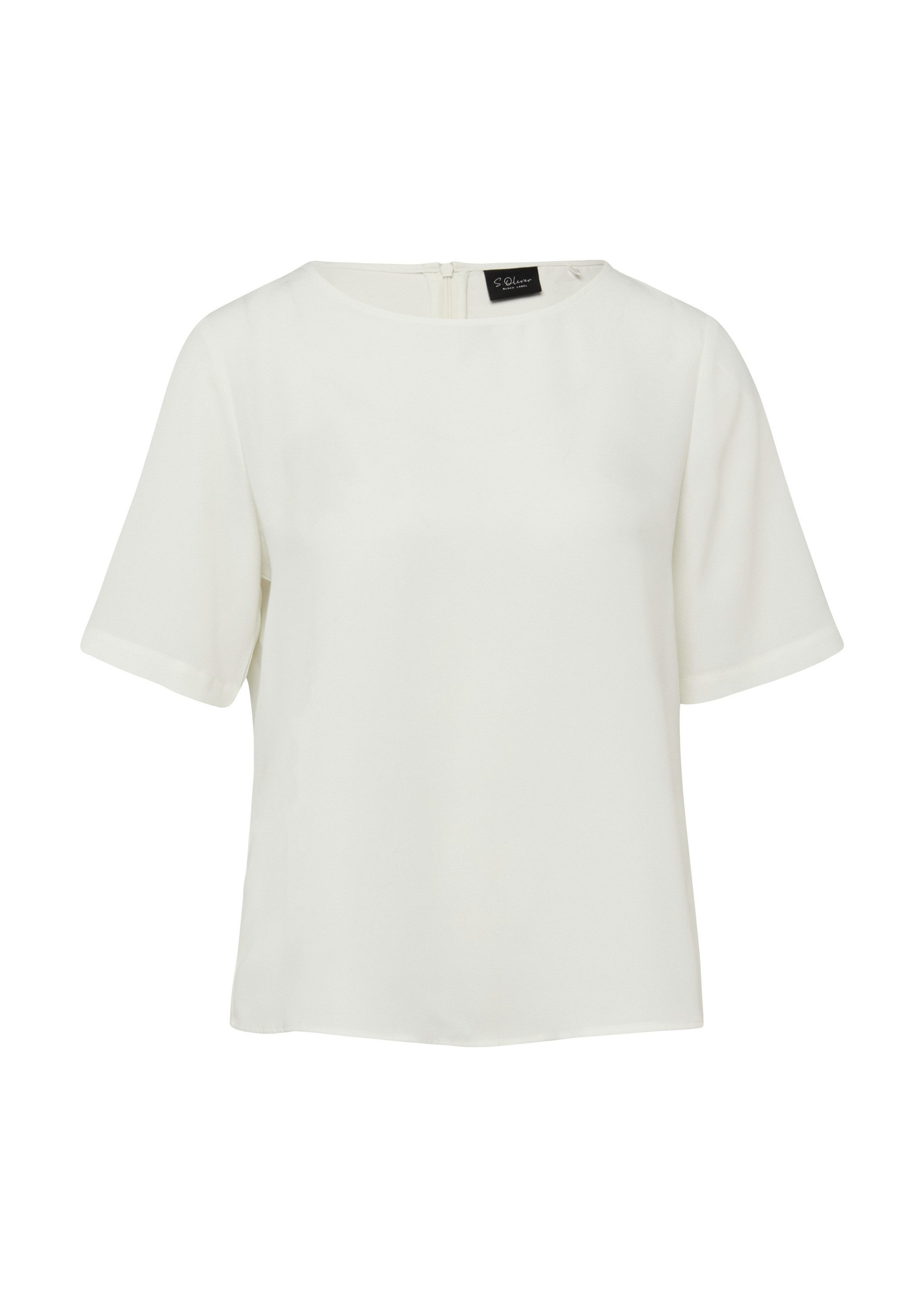 s.Oliver Kurzarmbluse Bluse Crêpe-Shirt mit Reißverschluss günstig online kaufen