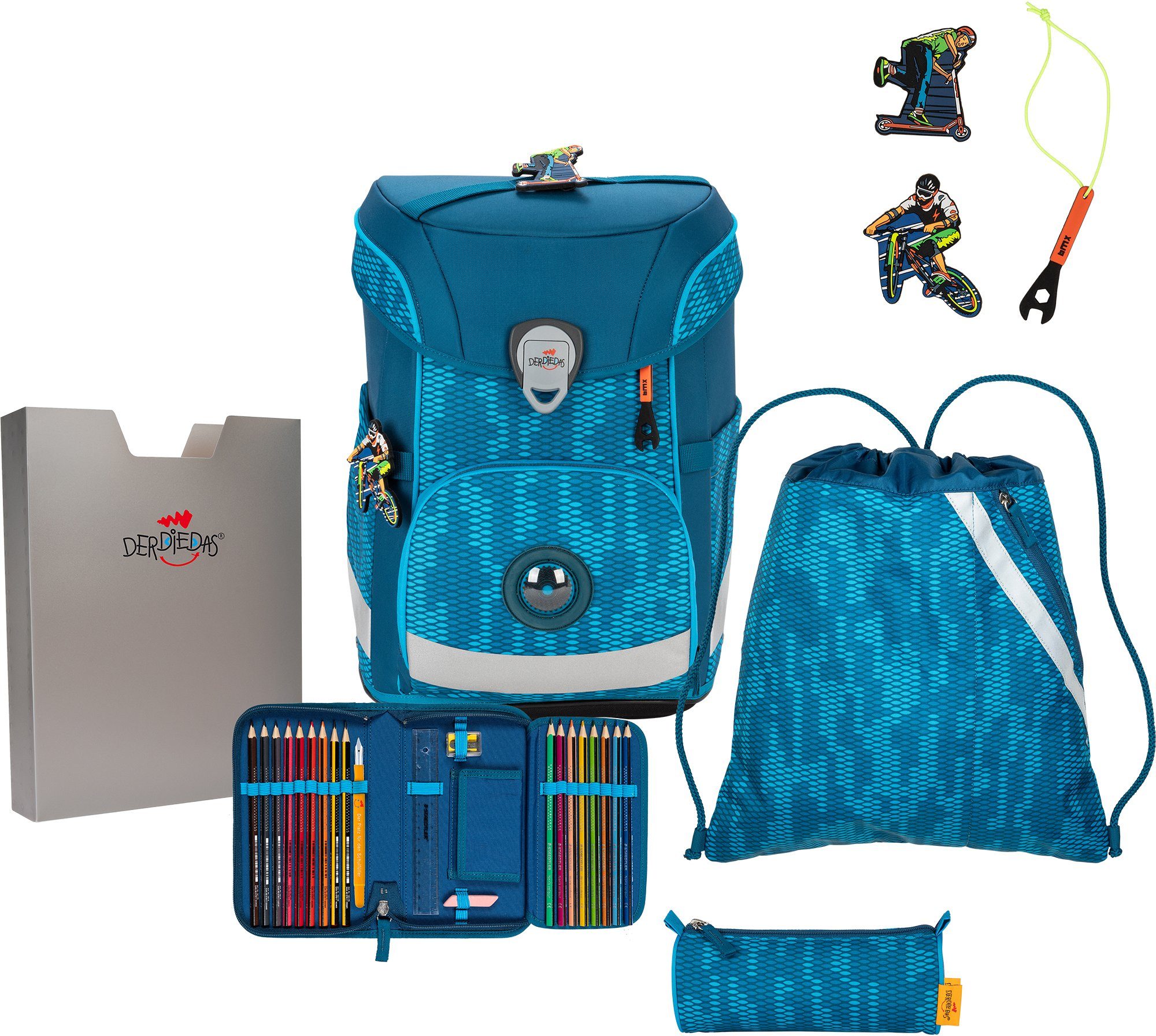 DerDieDas® Schulranzen Ergoflex Easy, Trendsport (Set, 5-tlg), enthält recyceltes Material