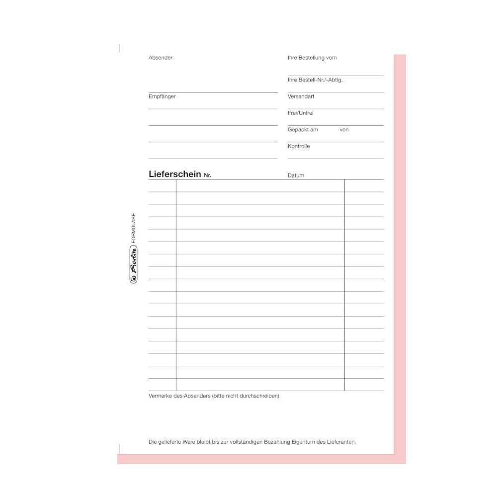 Herlitz Geschäftspapier Herlitz Lieferscheinbuch 201 / A5 / 2x 50 Blatt – Bild 3 von 3