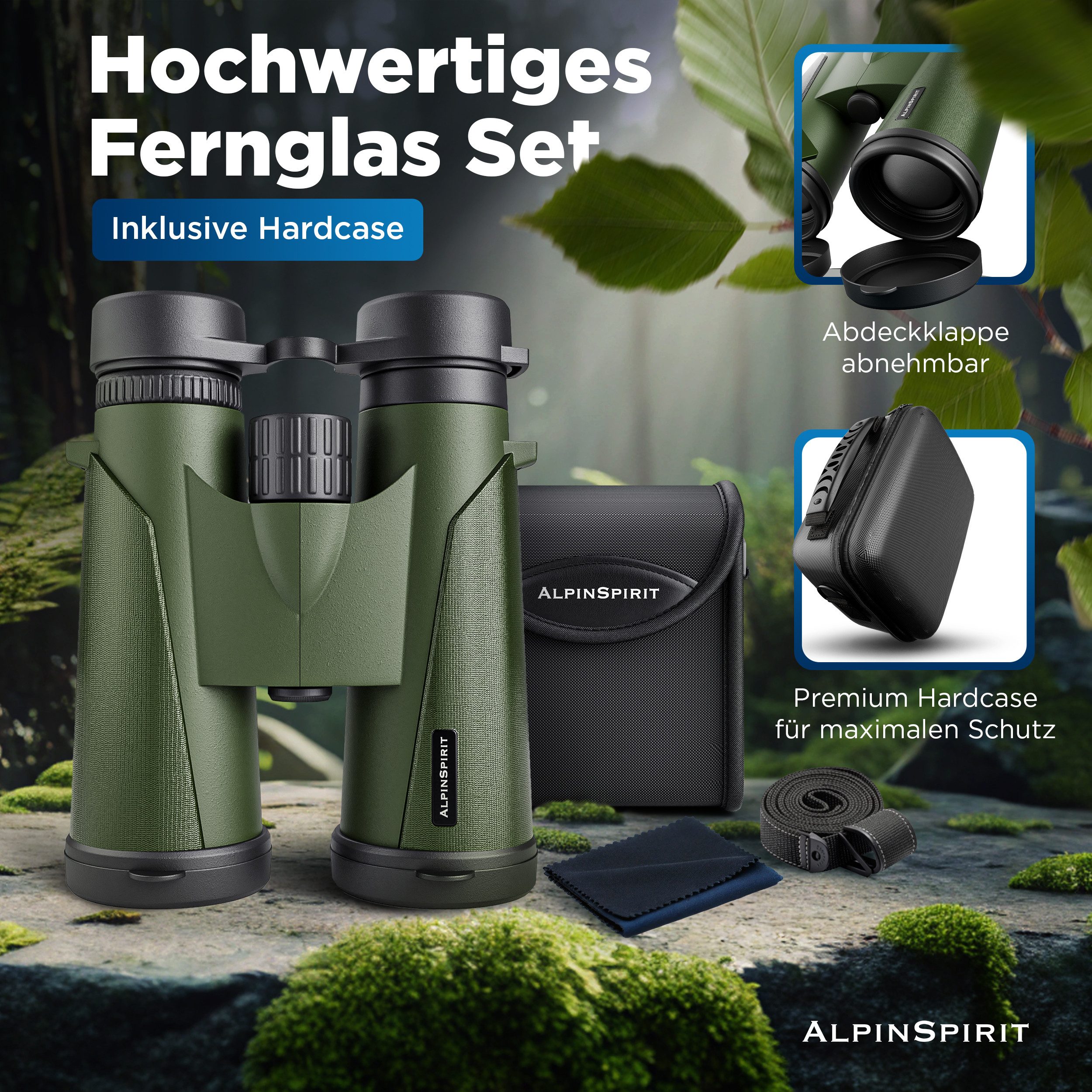 AlpinSpirit Fernglas 8x42 inkl. Tasche & Zubehör (Testsieger) – für Brillenträger Fernglas (8x42, Ideal für Sport, Reise, Freizeit - FMC & BAK4) – Bild 2 von 5