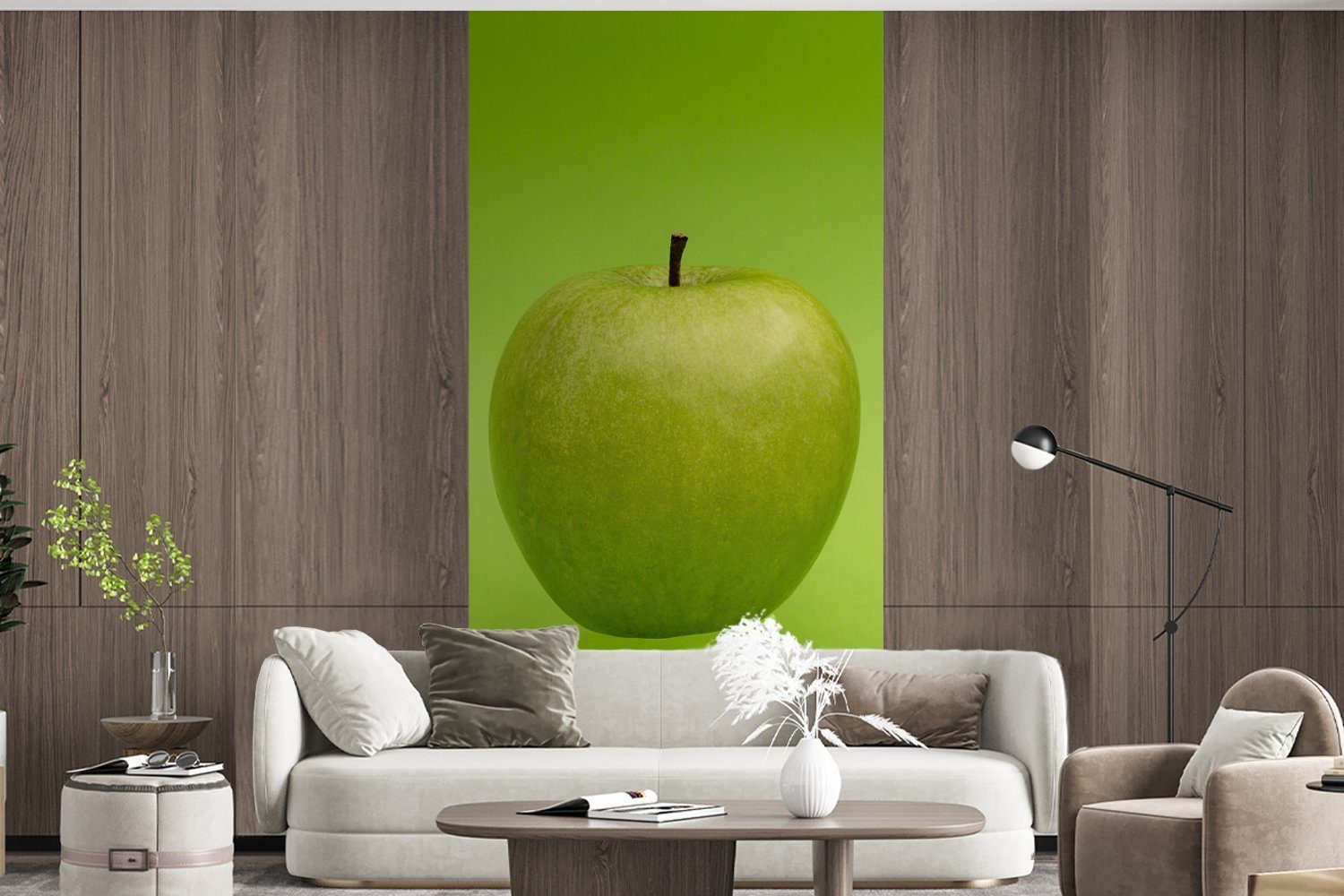 MuchoWow Fototapete Obst - Apfel Vliestapete für (2 Matt, St), Grün, - Fototapete bedruckt, Schlafzimmer Wohnzimmer Küche