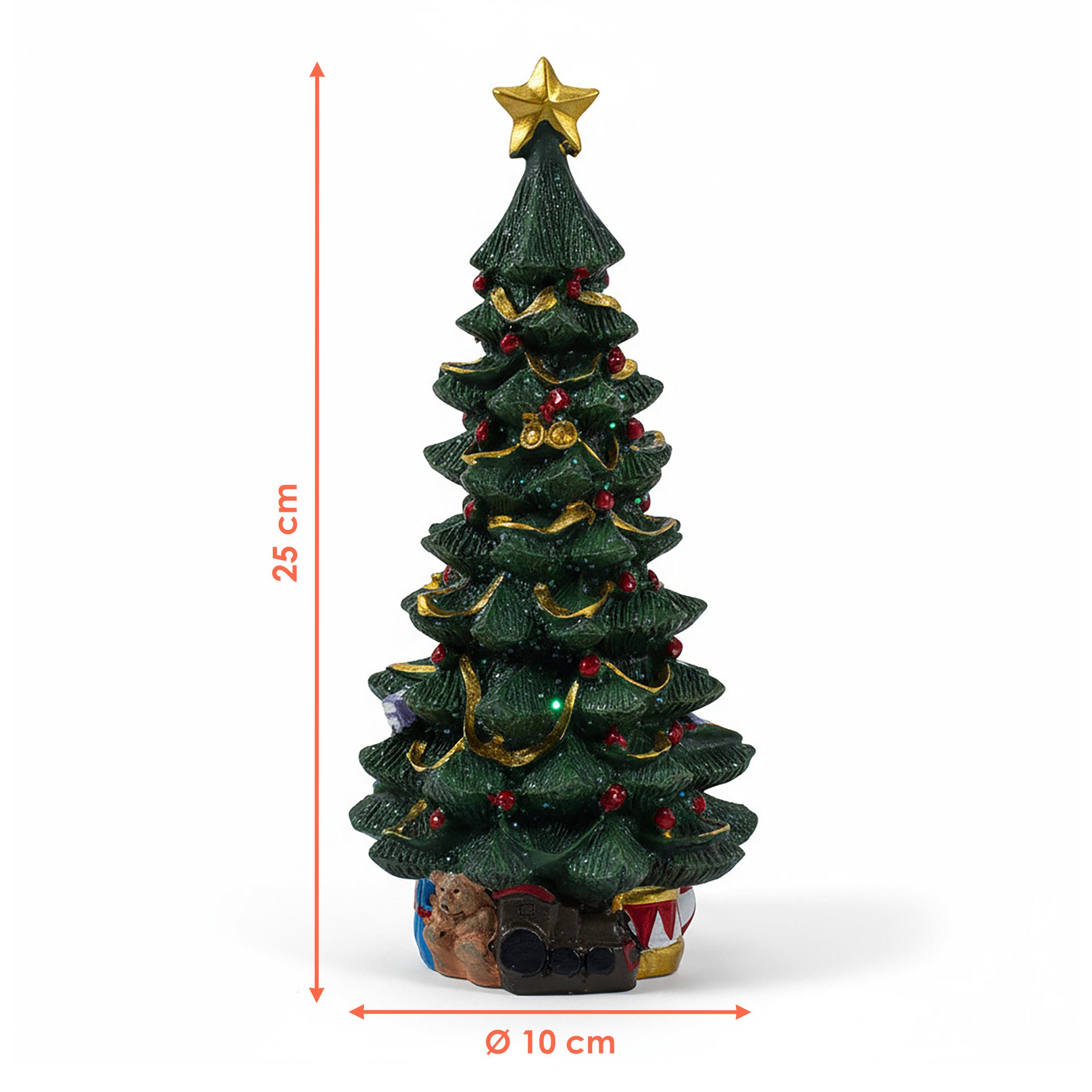 Spetebo Dekofigur Porzellan Weihnachtsbaum dekoriert zum Hinstellen - 25 cm (Anzahl, 1 St., Stück), jedes Jahr wieder einsetzbar