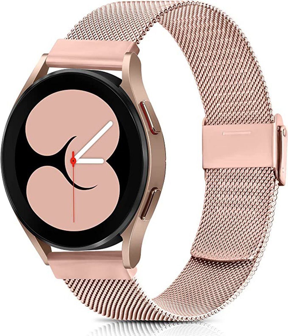 Housruse Smartwatch-Armband Pink Edelstahl Metall Ersatzarmband, für Samsung  Galaxy Watch Active 2 40 mm 44 mm & Galaxy Watch 3-4 41 mm