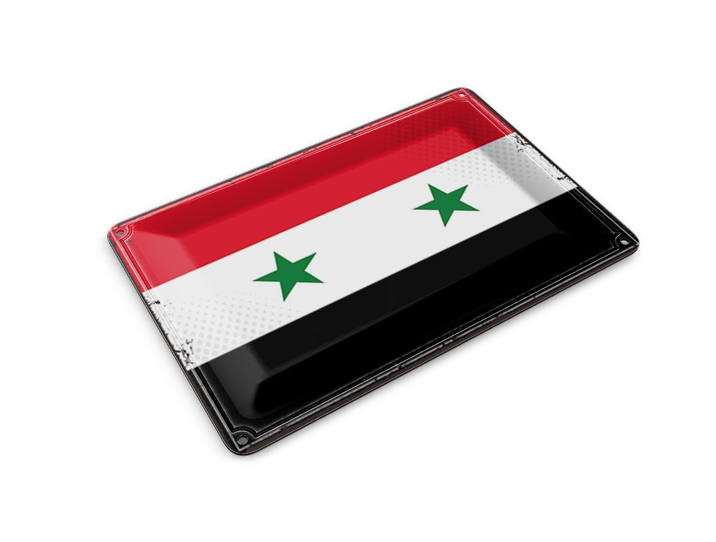 Femer GmbH Postkarte Flagge Syriens 14x10 cm Retro Flag of Syria, unfrankiert